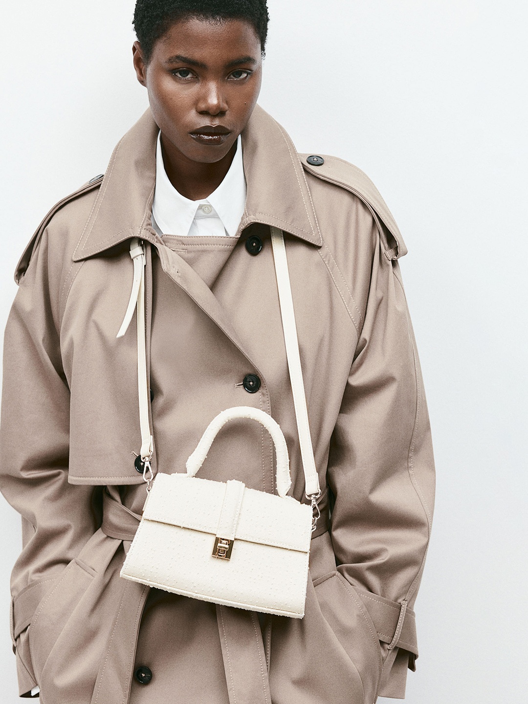 

H&M Textured Crossbody Bag, White