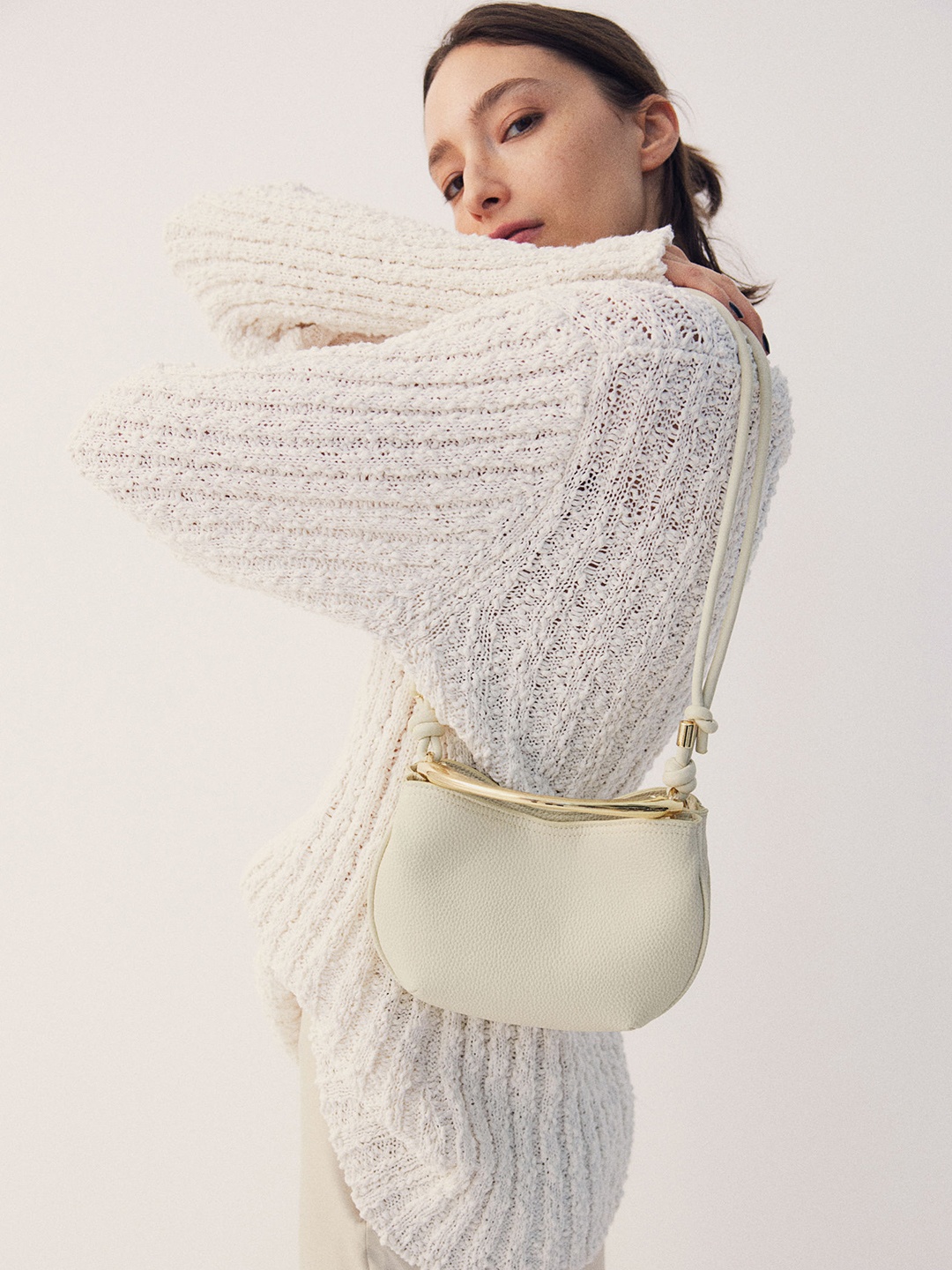 

H&M Handle-Detail Crossbody Bag, Beige