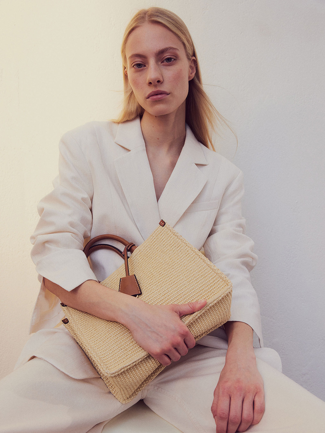 

H&M Crossbody Straw Bag, Beige
