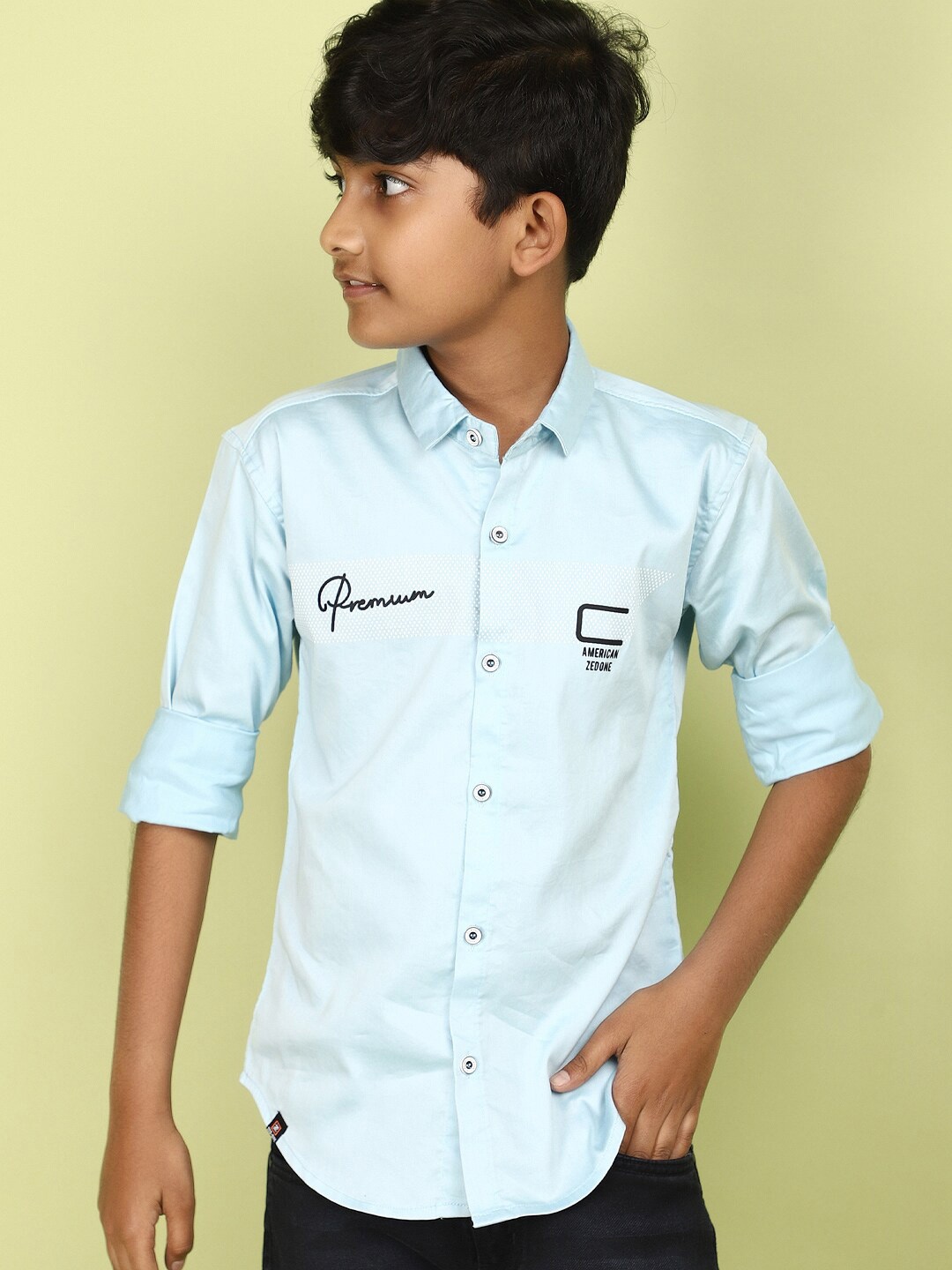 

V-Mart Boys Spread Collar Opaque Casual Shirt, Blue