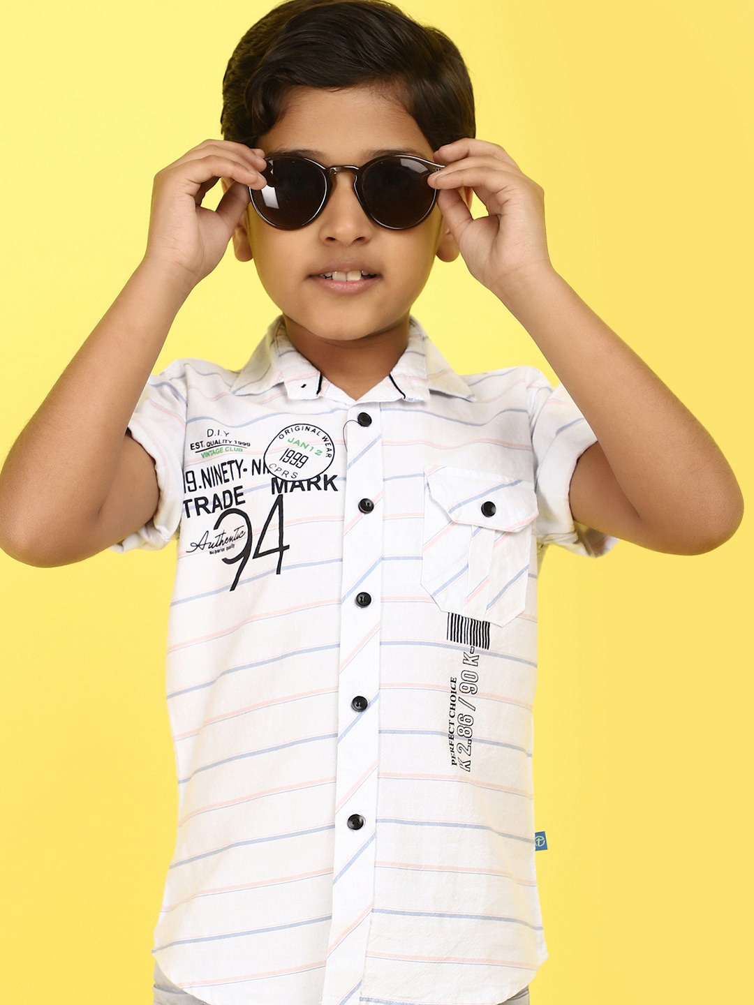 

V-Mart Boys Typography Printed Spread Collar Cotton Casual Shirt, White