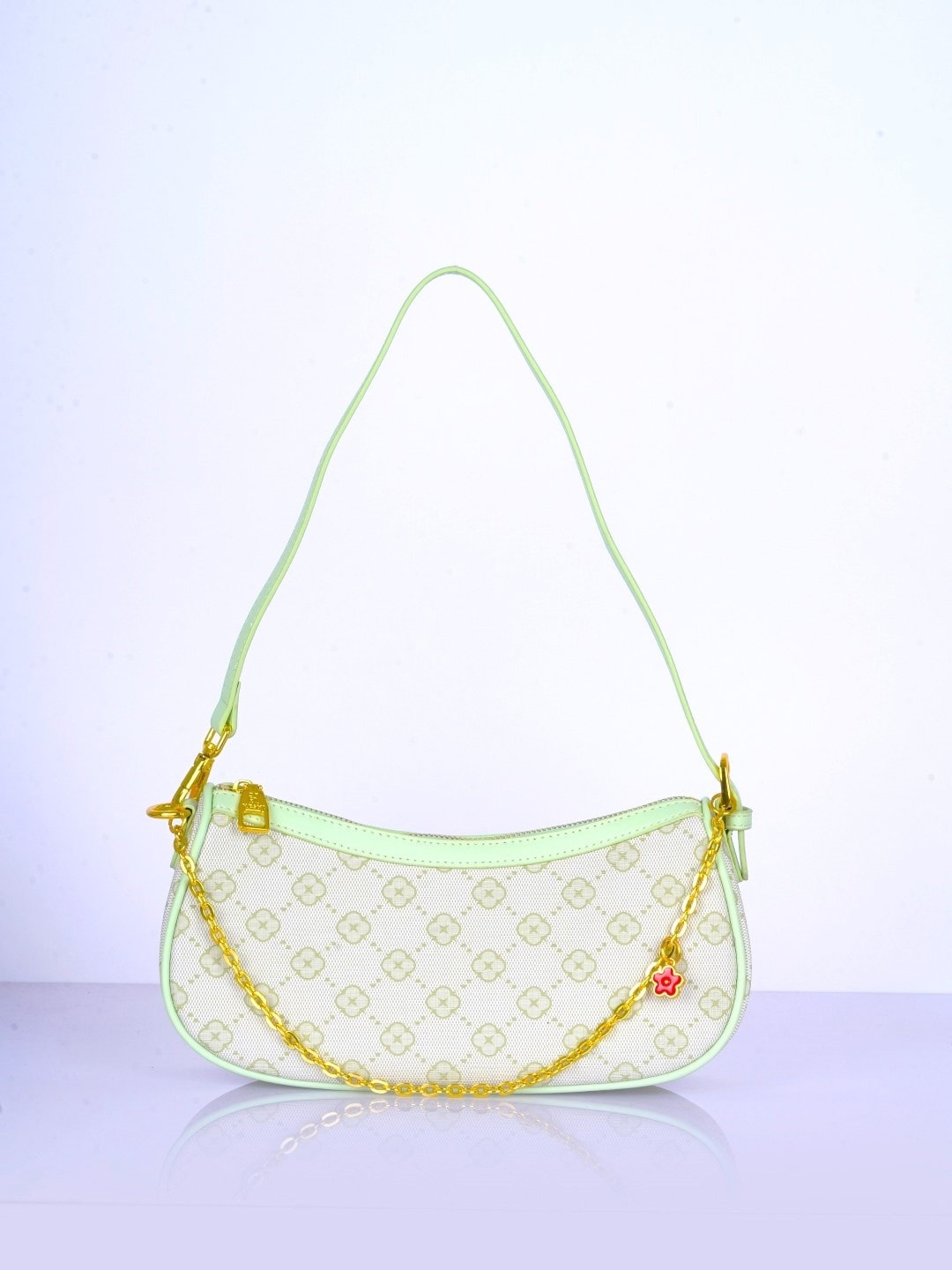 

CHRONICLE Textured Baguette Hobo Bag, Sea green