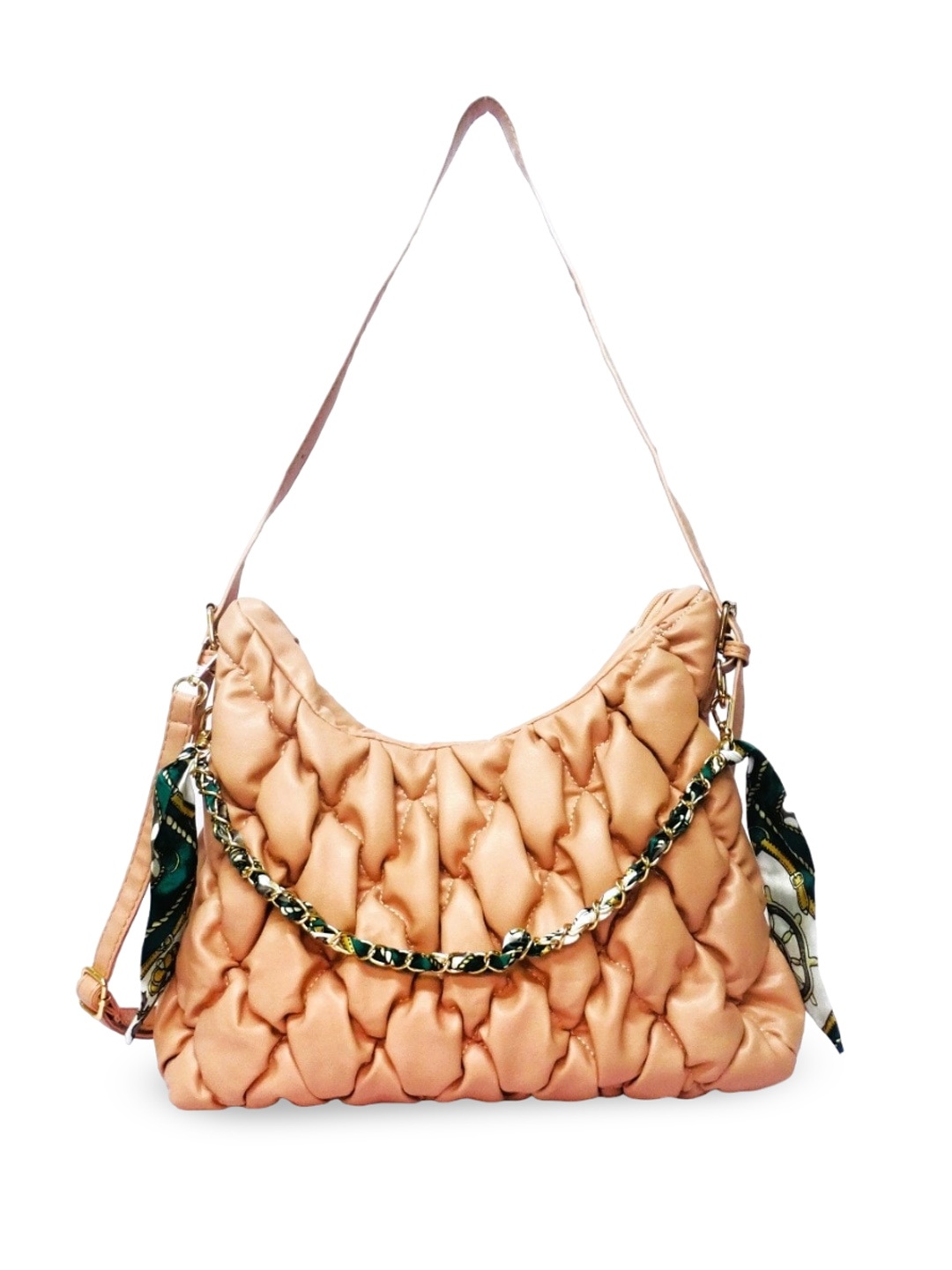 

CHRONICLE Quilted PU Structured Handheld Bag, Beige