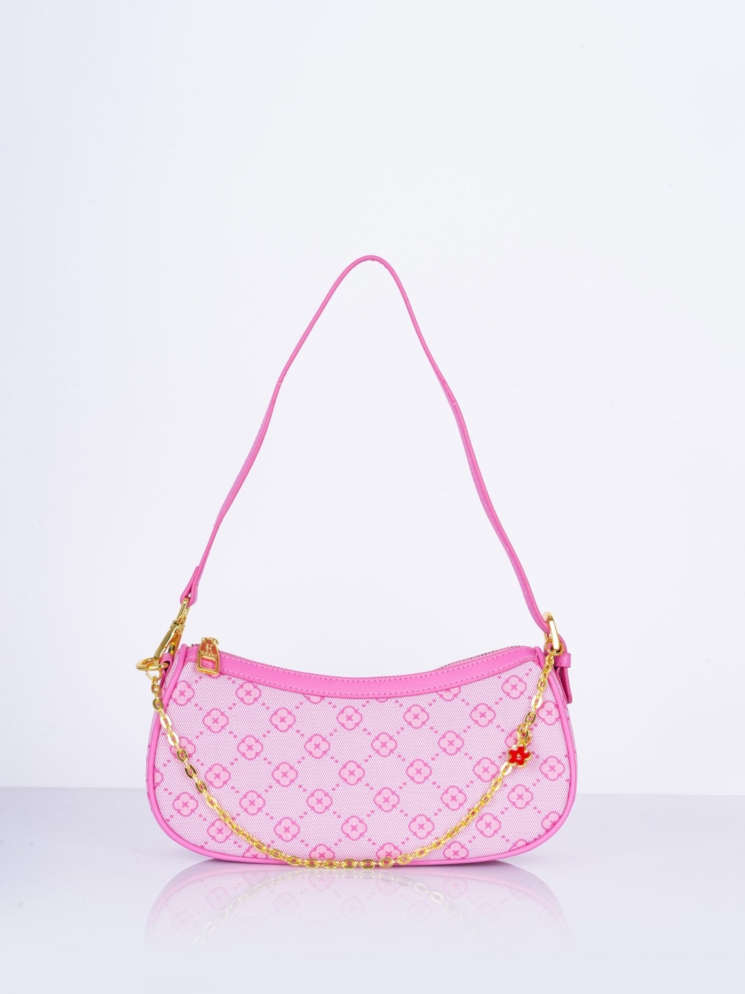 

CHRONICLE Geometric Printed Structured Handheld Bag, Pink