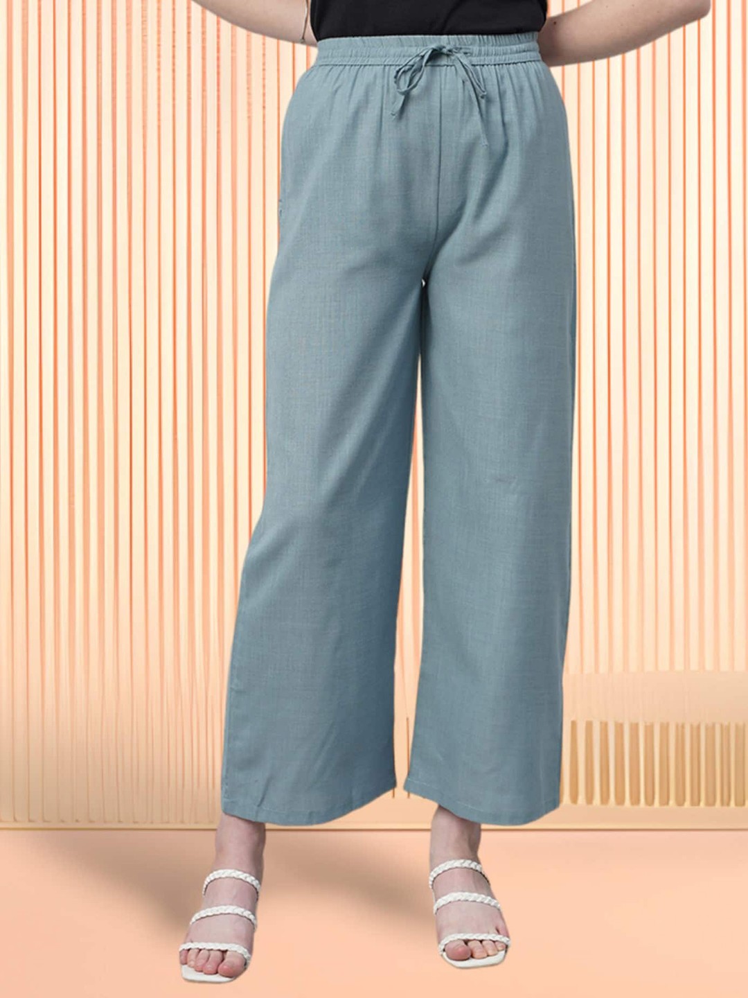 

FITHUB Women Straight Fit High-Rise Trousers, Multi