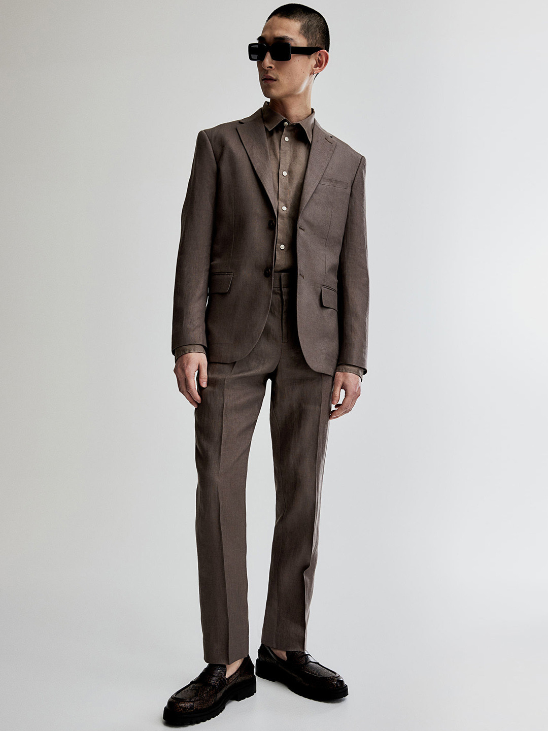 

H&M Slim-Fit Linen Jacket, Beige