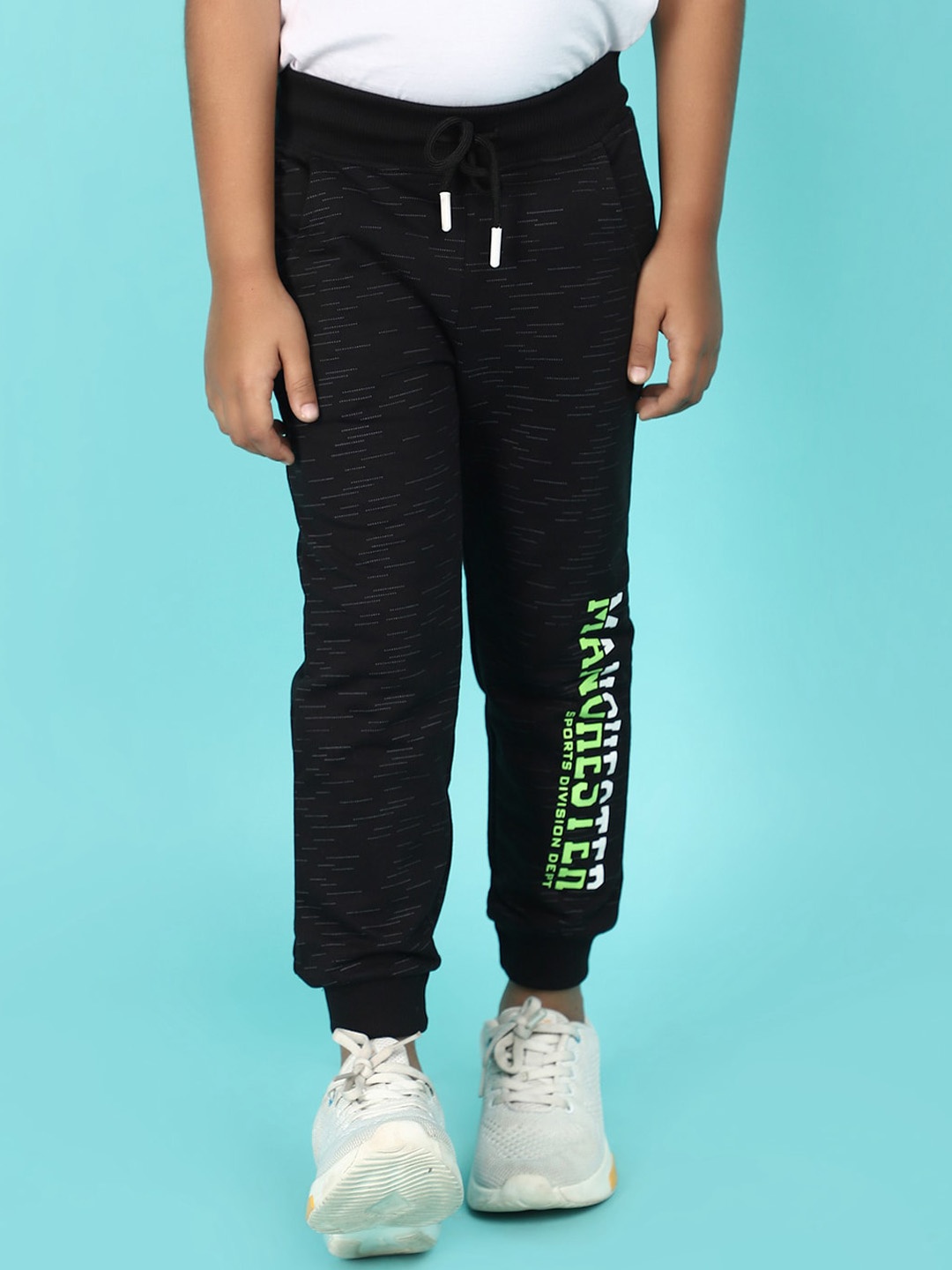 

V-Mart Boys Typography Printed Cotton Joggers, Black