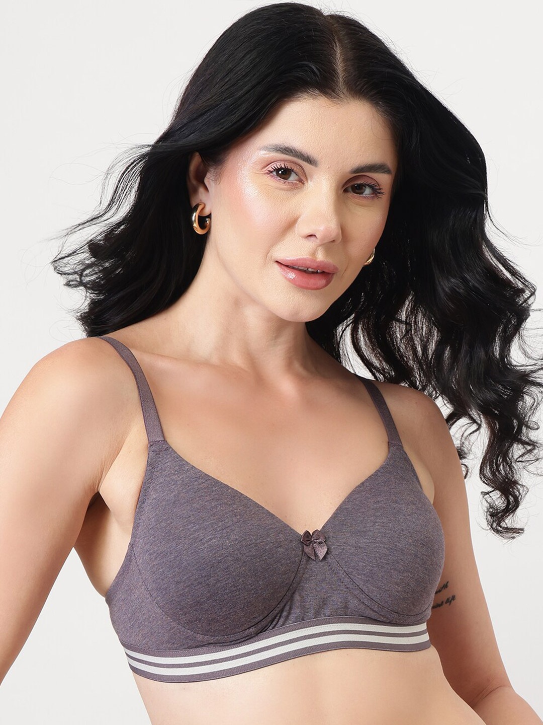

DressBerry Blue Half Coverage Lightly Padded Everyday Bra - All Day Comfort, Grey