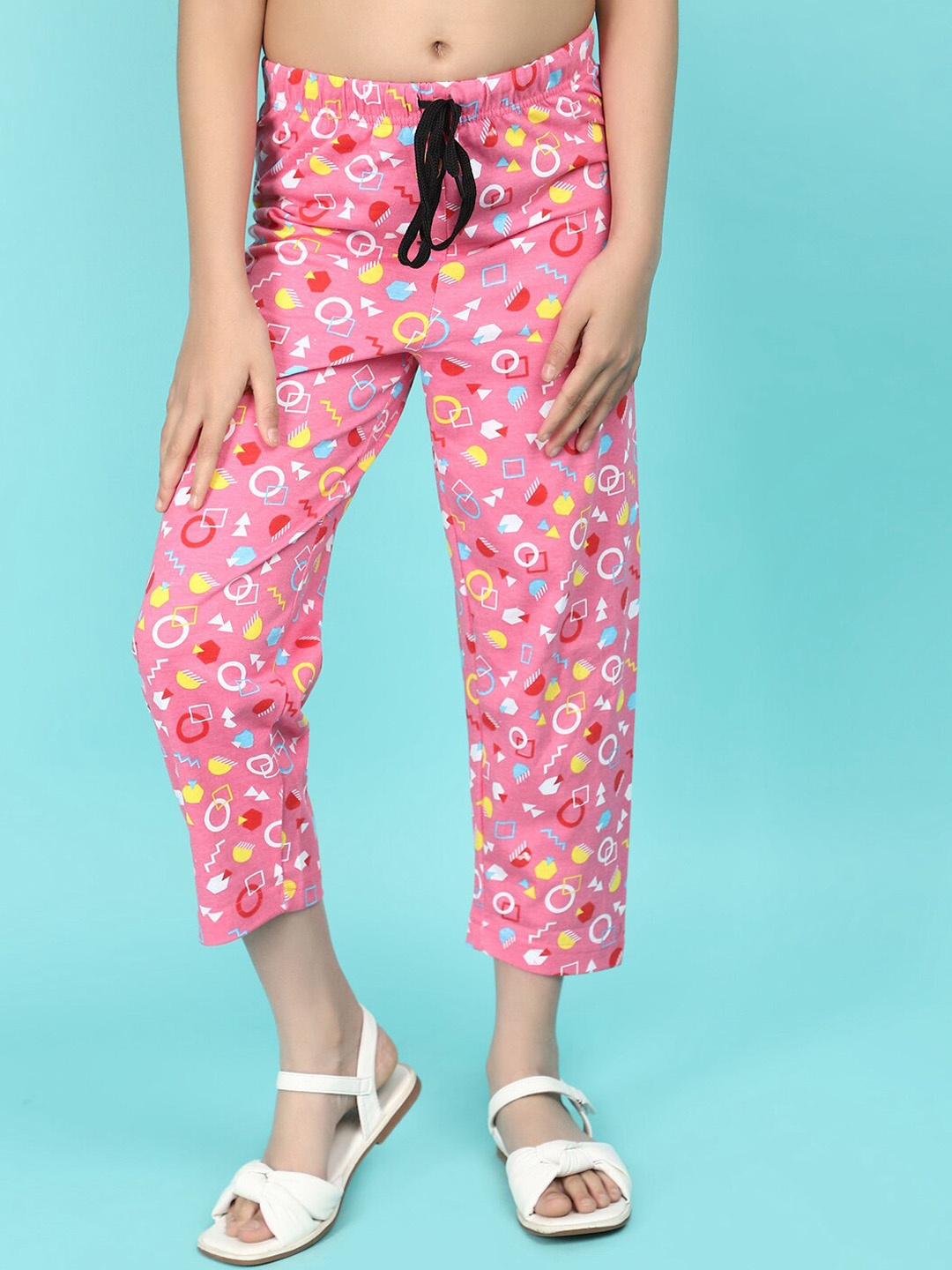 

V-Mart Girls Printed Cotton Lounge Pants, Pink