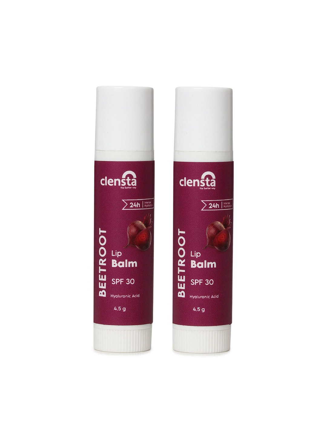 

Clensta Set Of 2 Lip Balm With SPF 30 & Hyaluronic Acid 4.5g Each - Beetroot, Purple