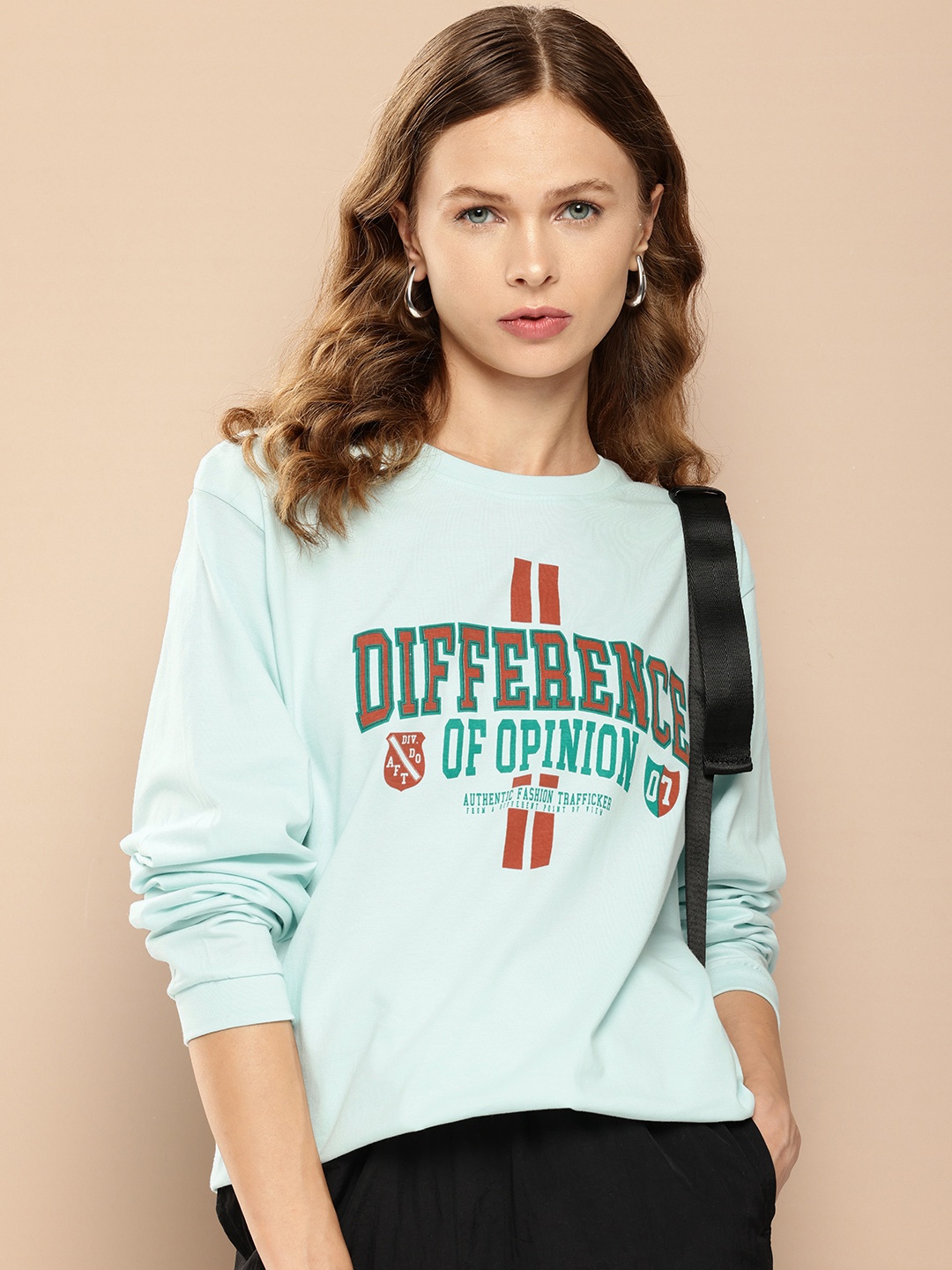 

Difference of Opinion Women Typography Printed Oversized T-shirt, Blue