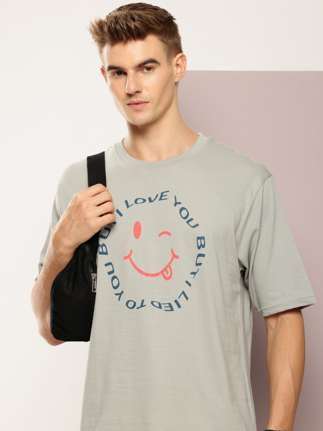 

DILLINGER Men Graphic Printed Oversized T-shirt, Grey