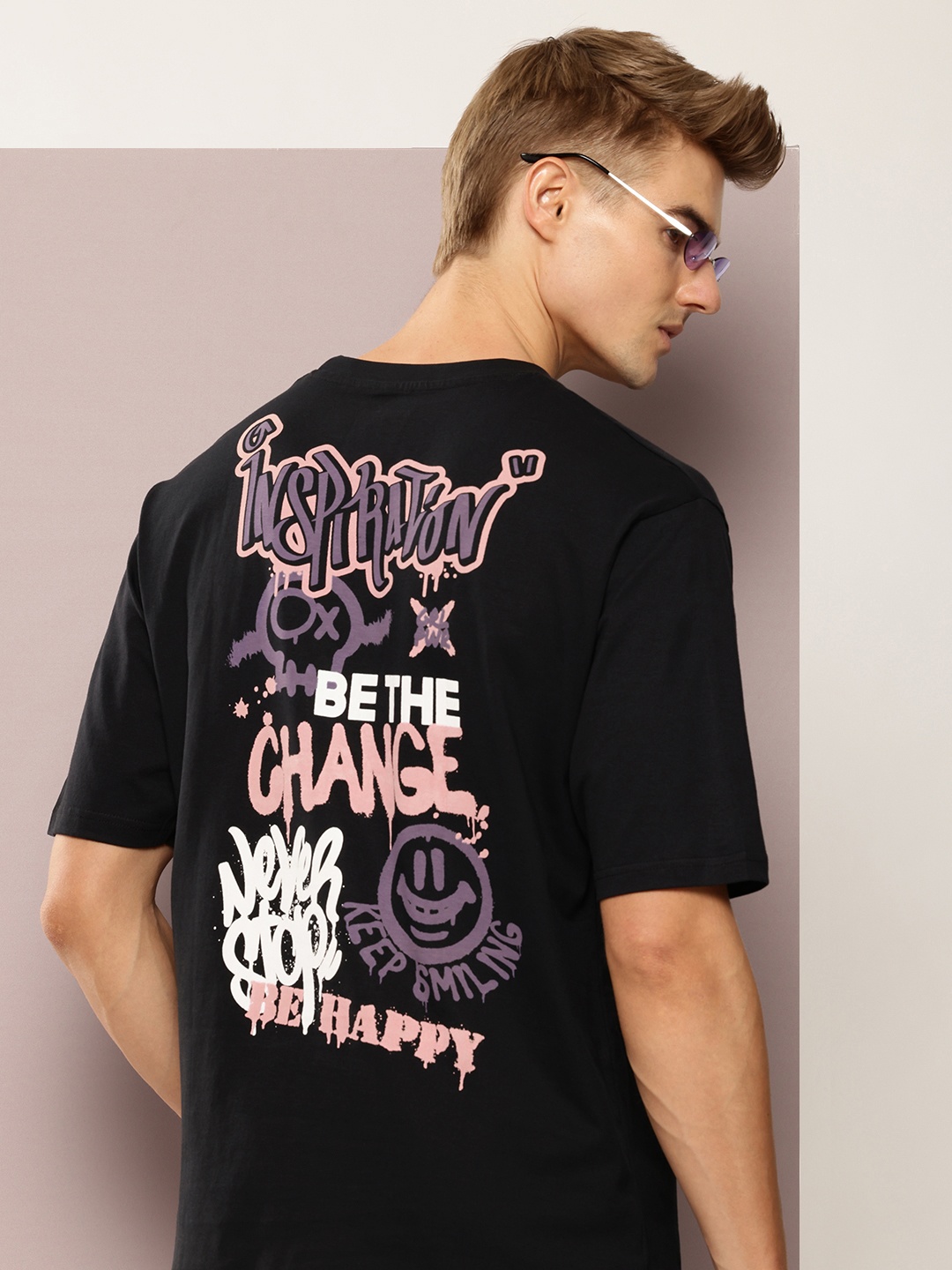 

DILLINGER Men Printed Oversized Pure Cotton T-shirt, Black