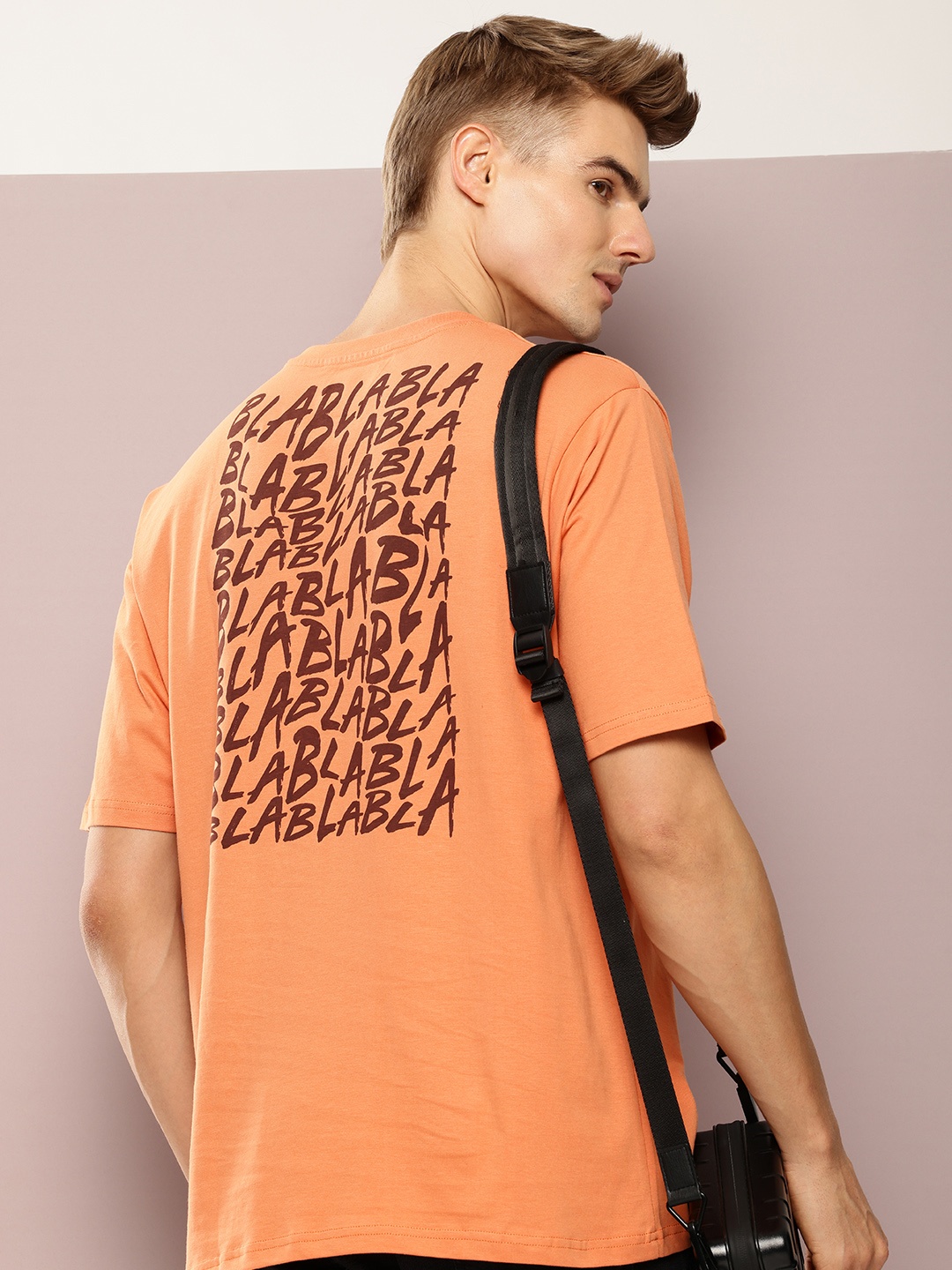 

DILLINGER Men Typography Printed Oversized T-shirt, Brown