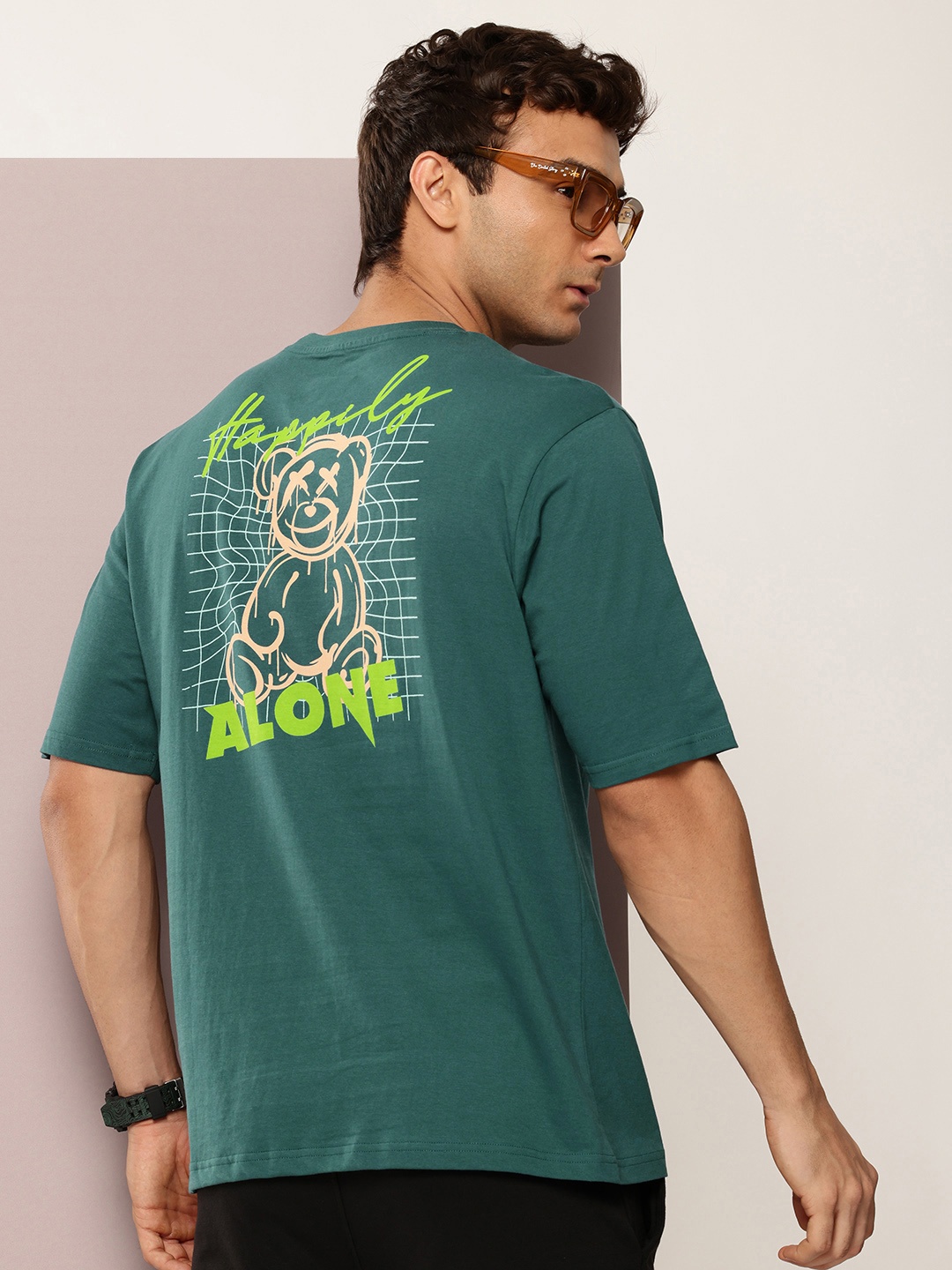 

DILLINGER Men Printed Oversized Pure Cotton T-shirt, Green