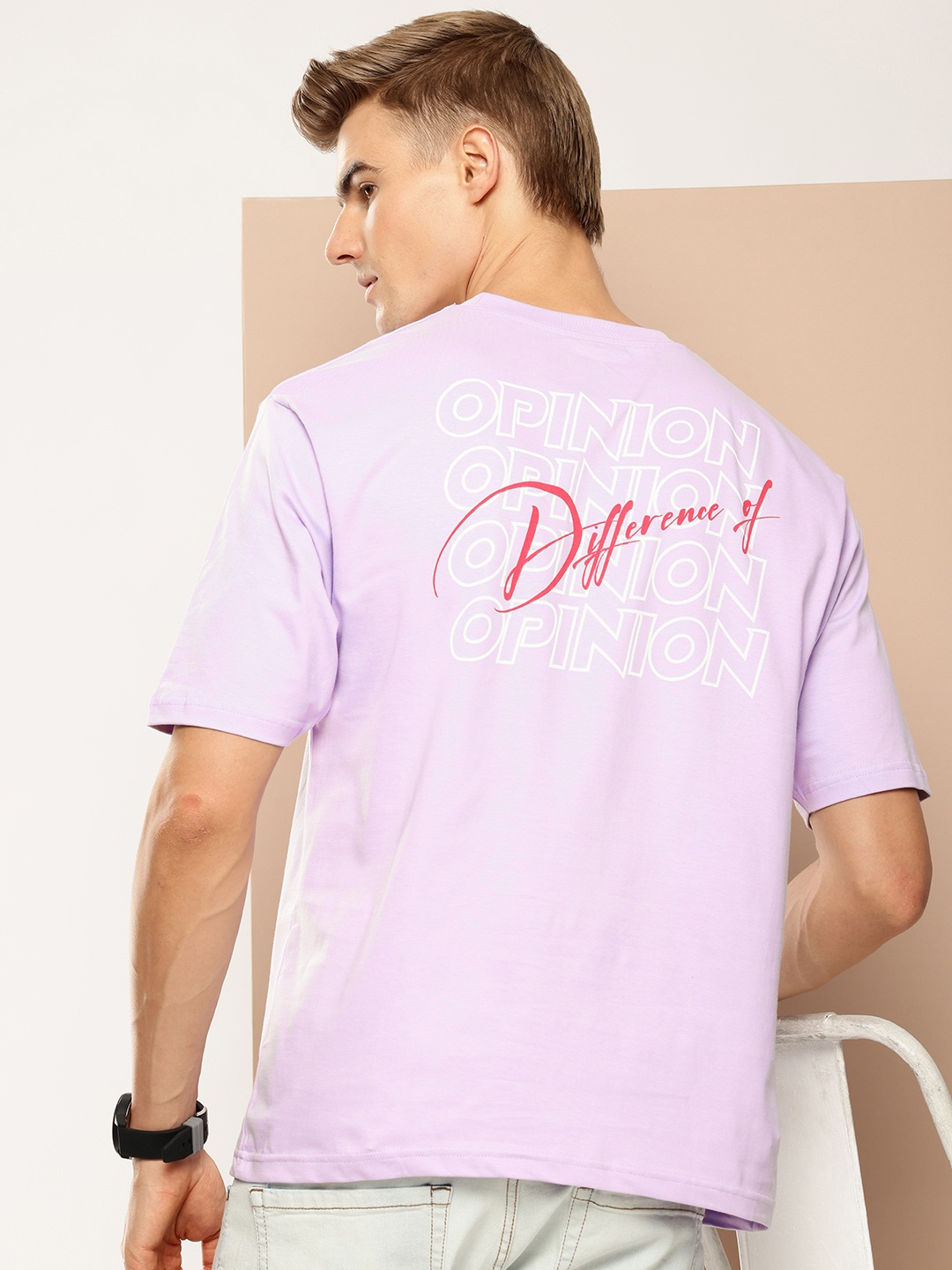 

Difference of Opinion Men Typography Printed T-shirt, Lavender