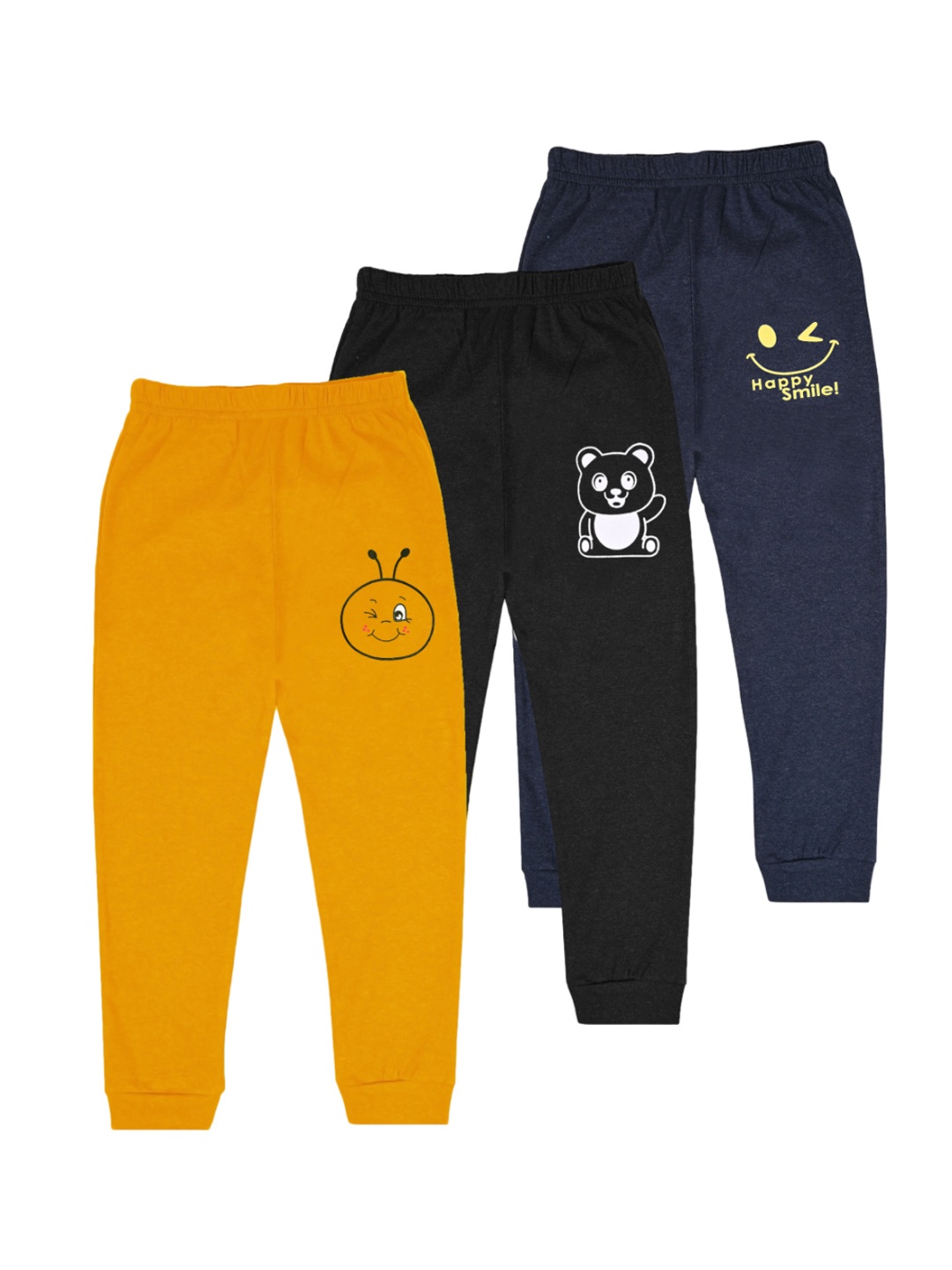 

BAESD Infant Boys Pack Of 3 Graphic Printed Joggers, Mustard