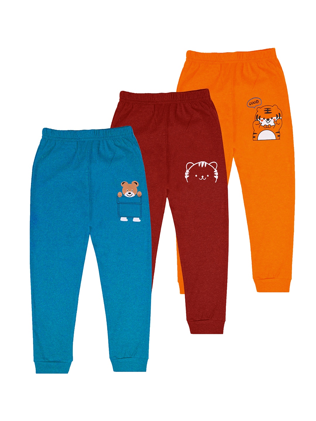 

BAESD Pack Of 3 Printed Cotton Joggers, Blue