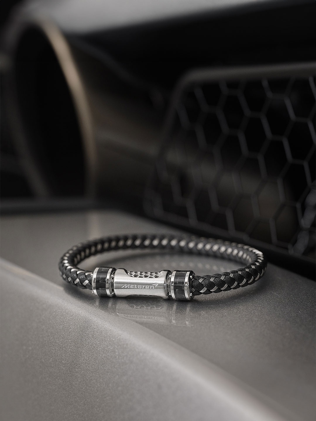 

McLAREN Men Leather Wraparound Bracelet, Black