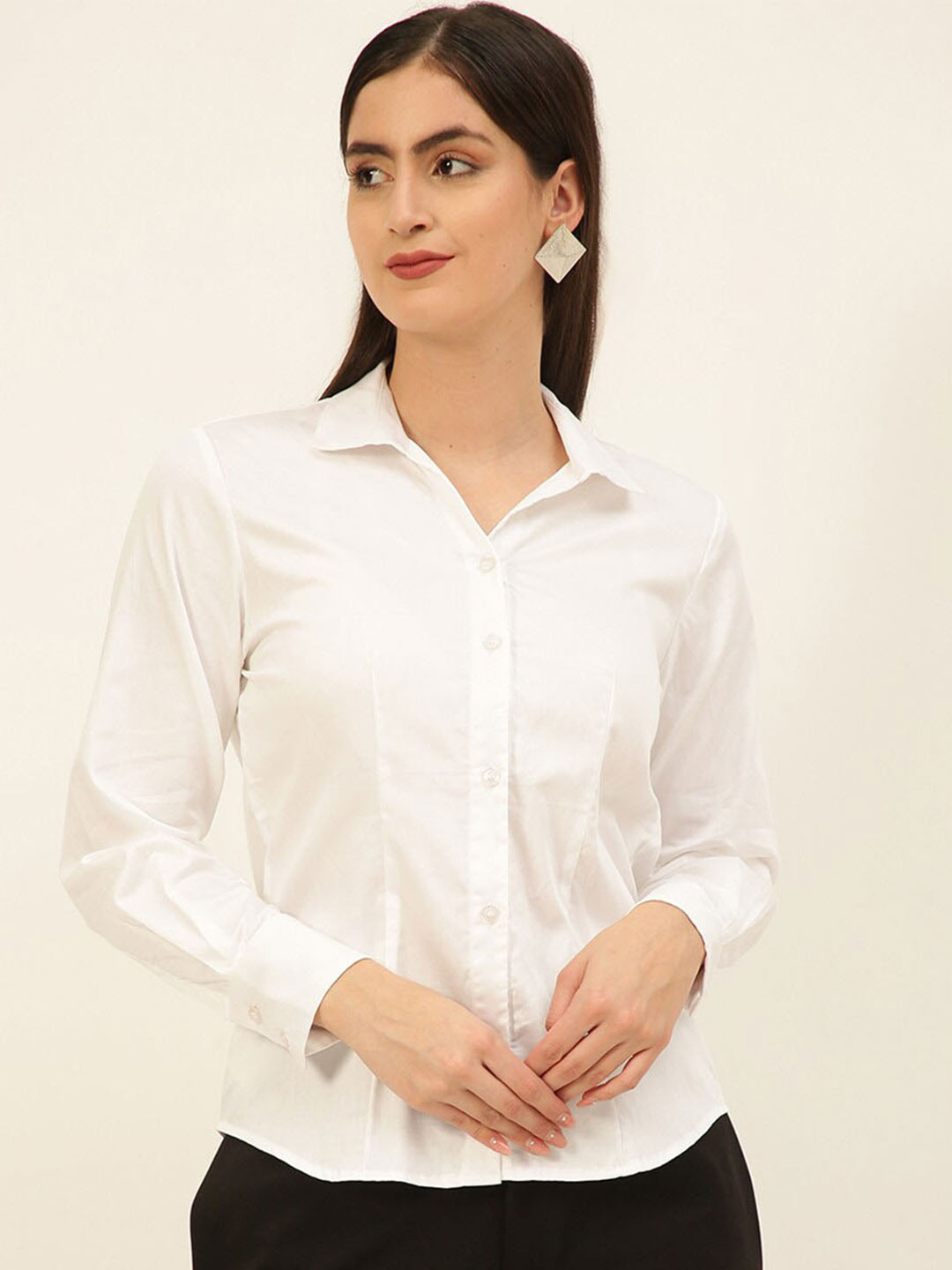 

JAVINISHKA Premium Egyptian Giza Comfort Tailored Fit Opaque Satin Formal Shirt, White