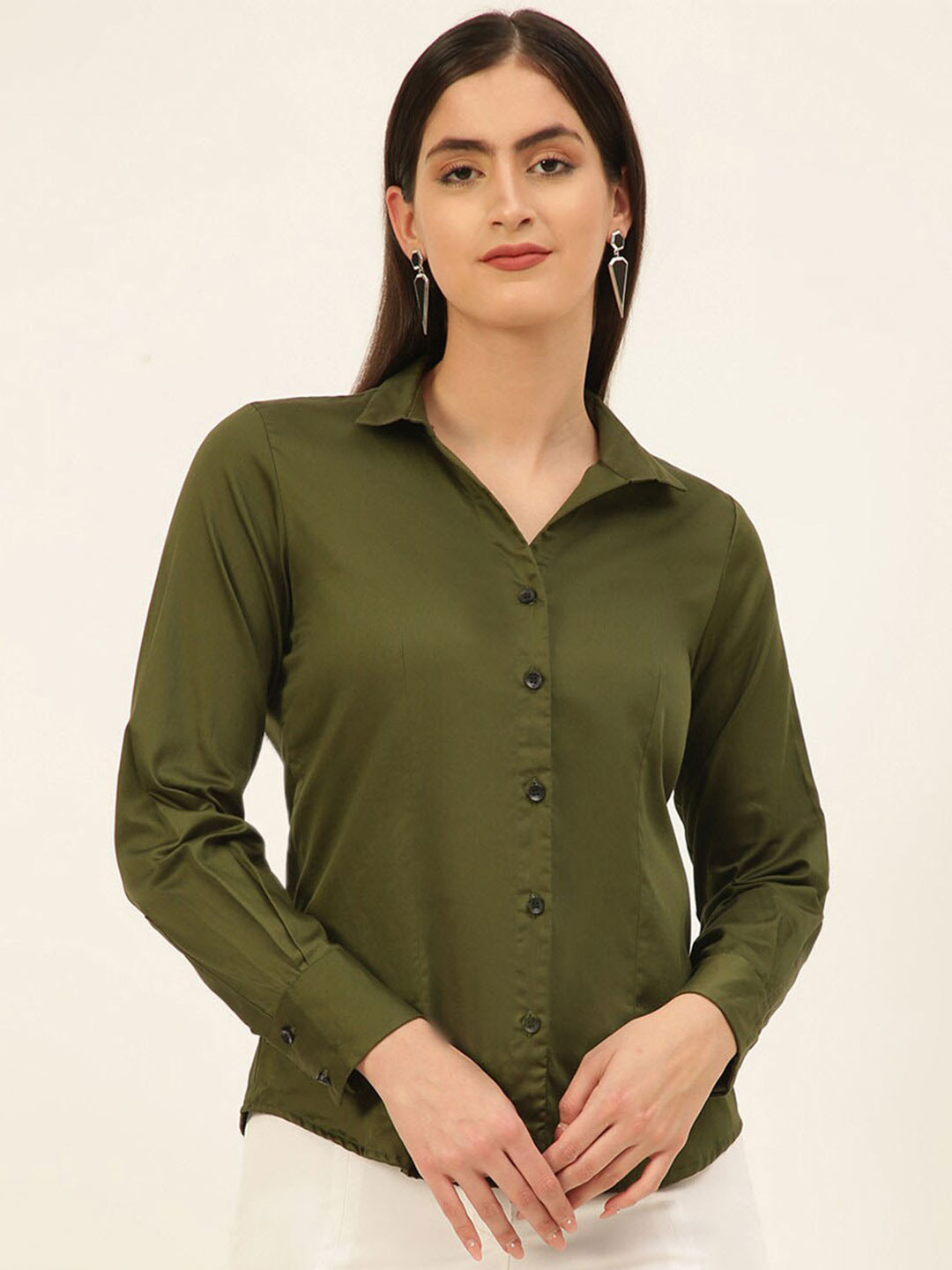 

JAVINISHKA Comfort Tailored Fit Spread Collar Long Sleeves Formal Shirt, Green