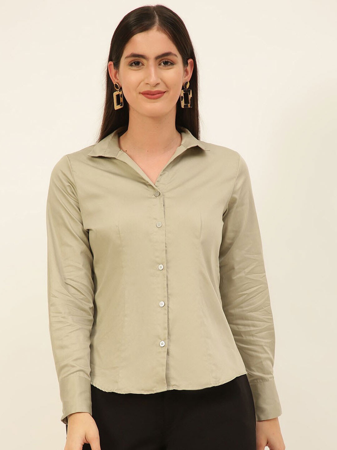 

JAVINISHKA Comfort Tailored Fit Spread Collar Long Sleeves Formal Shirt, Beige