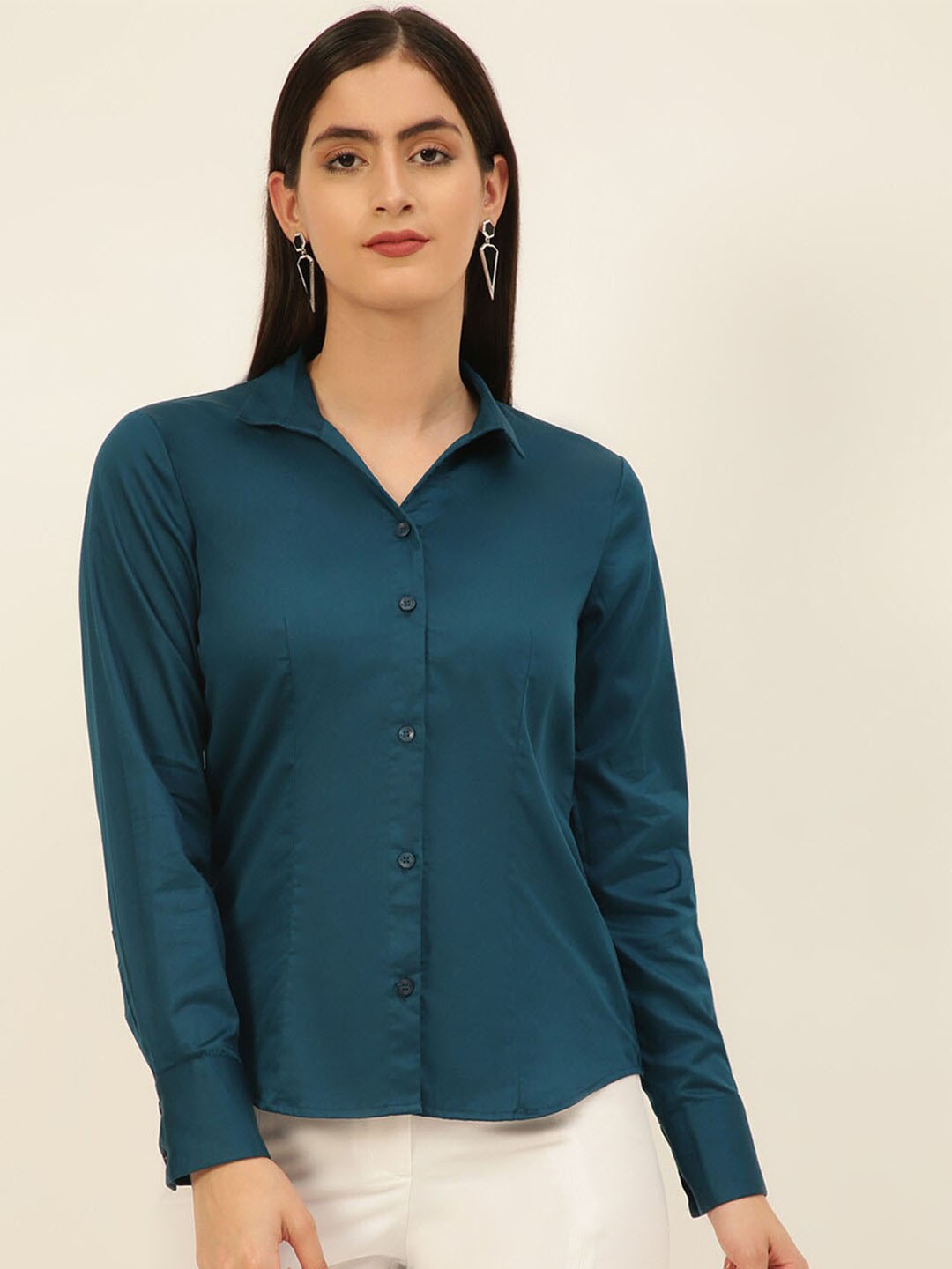 

JAVINISHKA Comfort Tailored Fit Spread Collar Long Sleeves Formal Shirt, Teal