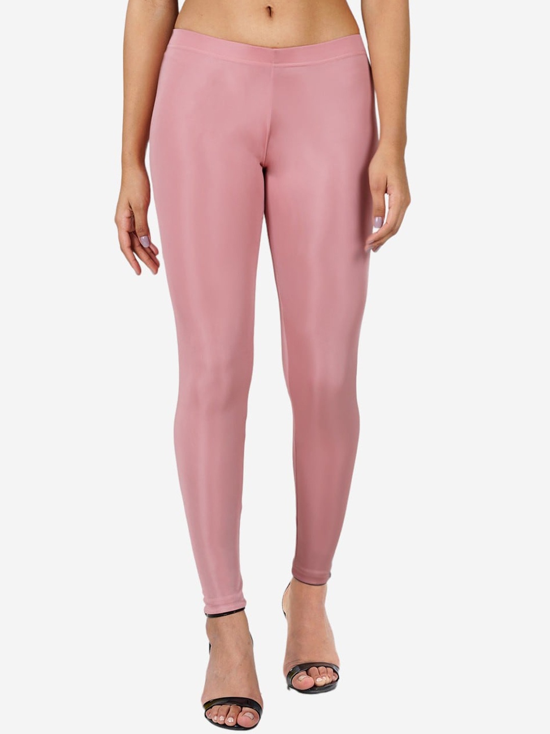 

indian flower Shimmer Ankle-Length Leggings, Rose gold