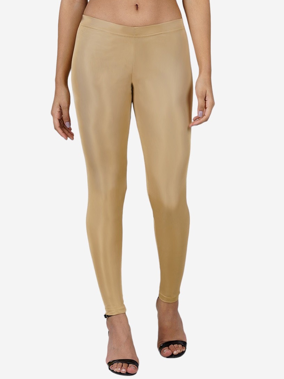 

indian flower Shimmer Ankle-Length Leggings, Gold