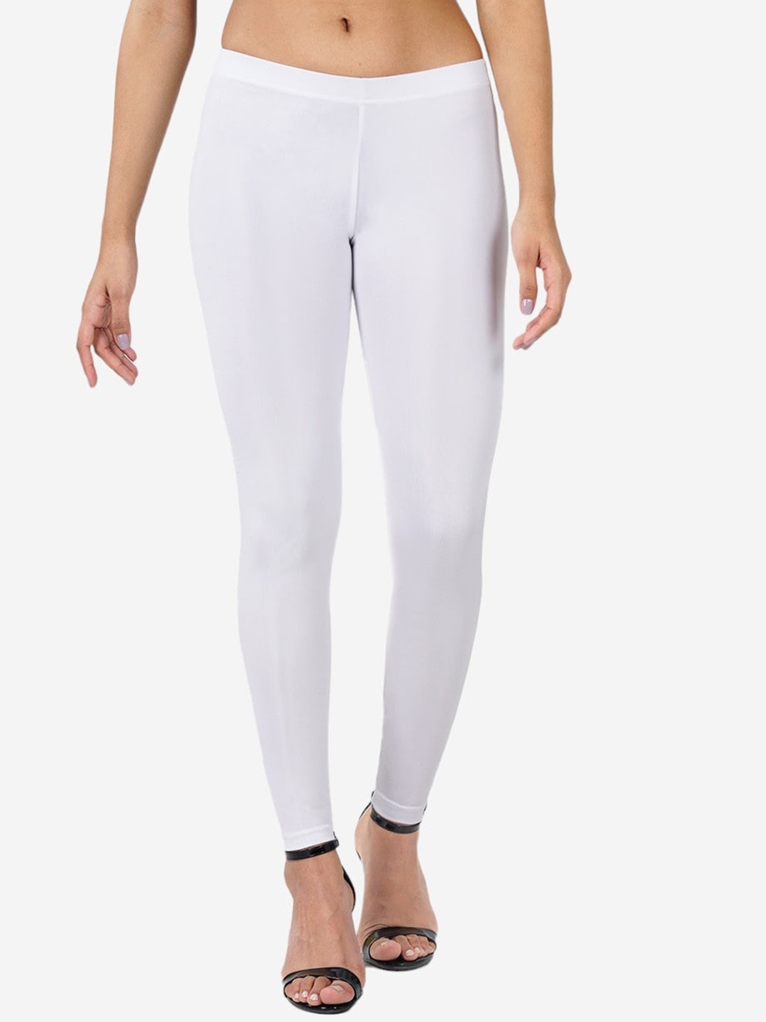 

indian flower Shimmer Ankle-Length Leggings, White