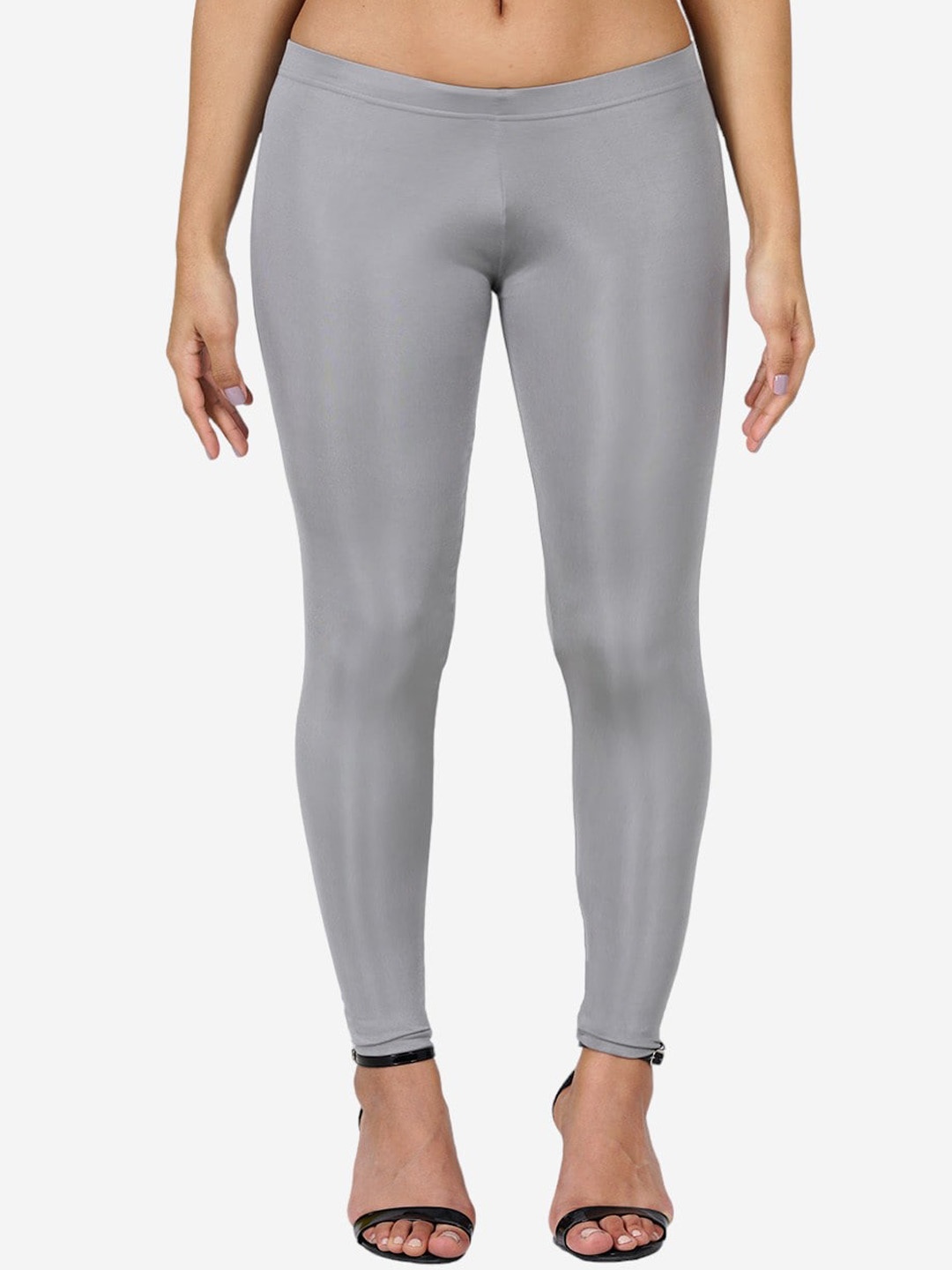 

indian flower Shimmer Ankle-Length Leggings, Silver