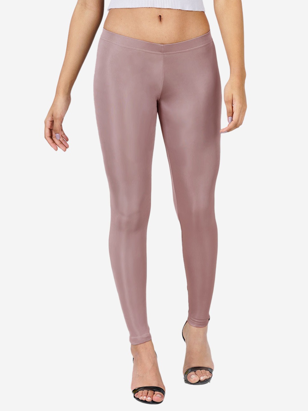 

indian flower Shimmer Ankle-Length Leggings, Copper