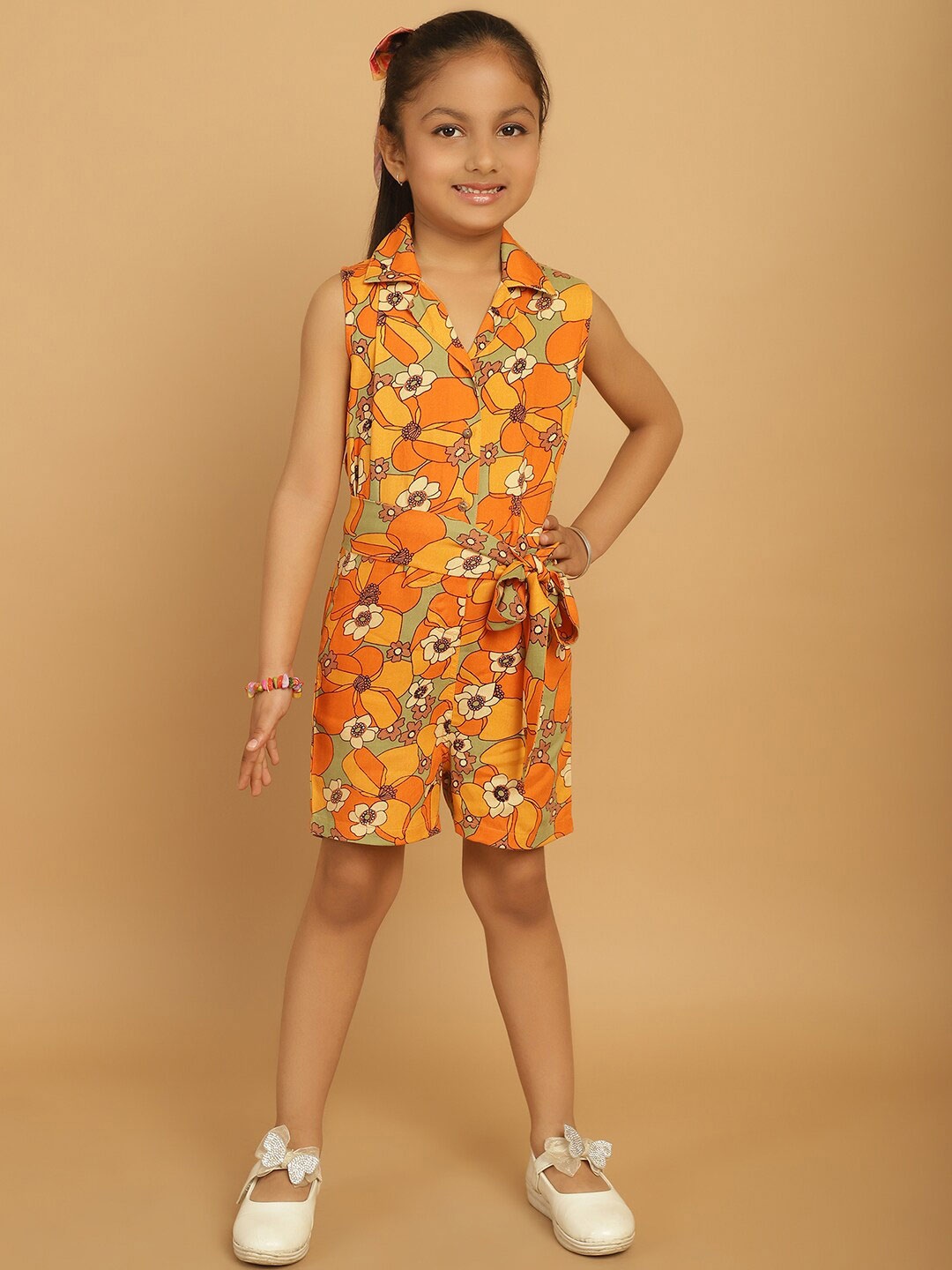 

MINI & MING Girls Printed Sleeveless Playsuit, Yellow