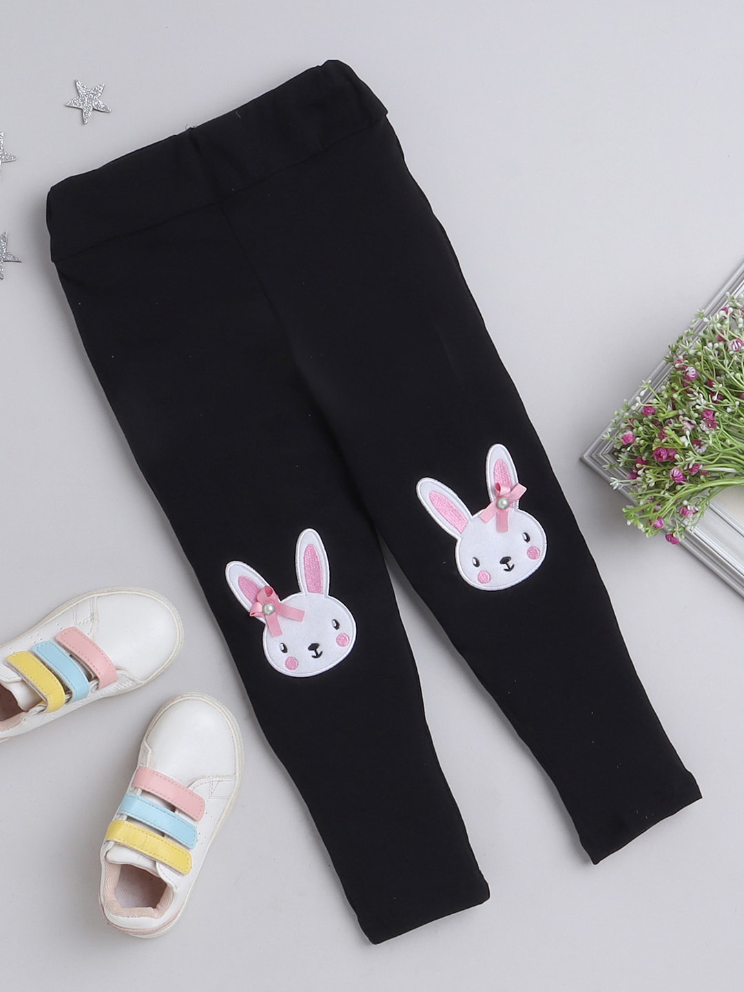 

Nuevo Joy Girls Self Design Mid Rise Leggings, Black