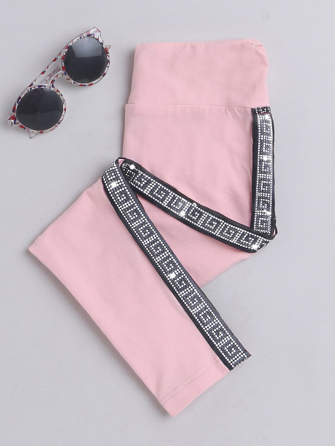 

Nuevo Joy Cotton Rhinestone Tape Ankle-Length Leggings, Pink