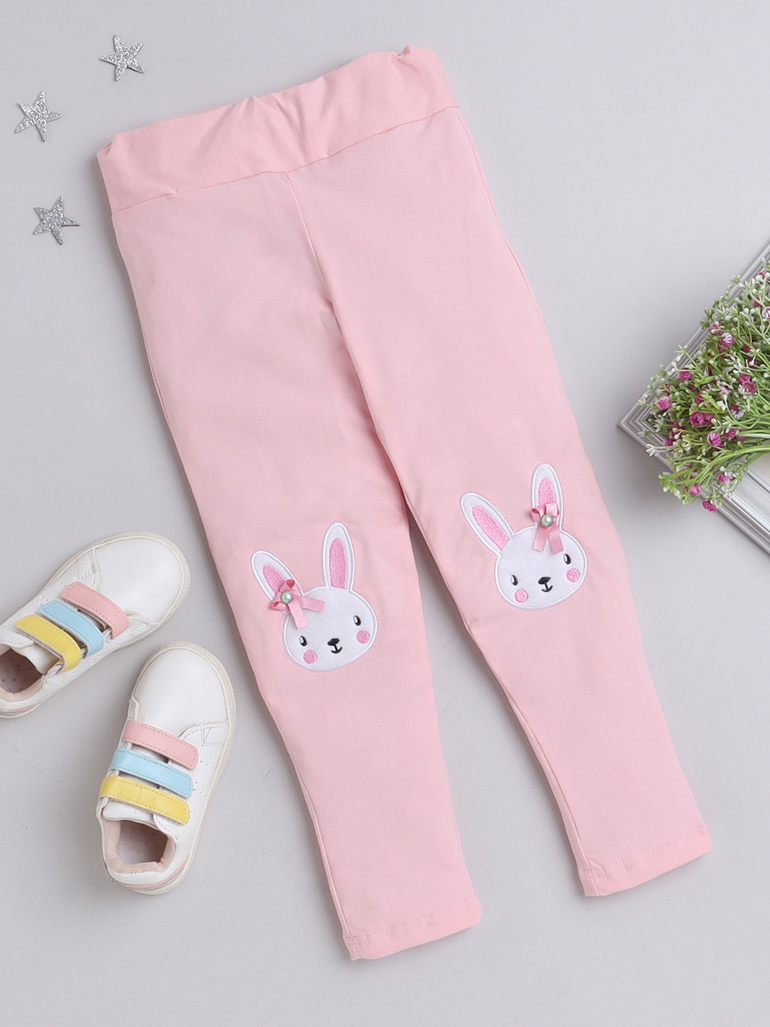 

Nuevo Joy Girls Self Design Mid Rise Leggings, Pink