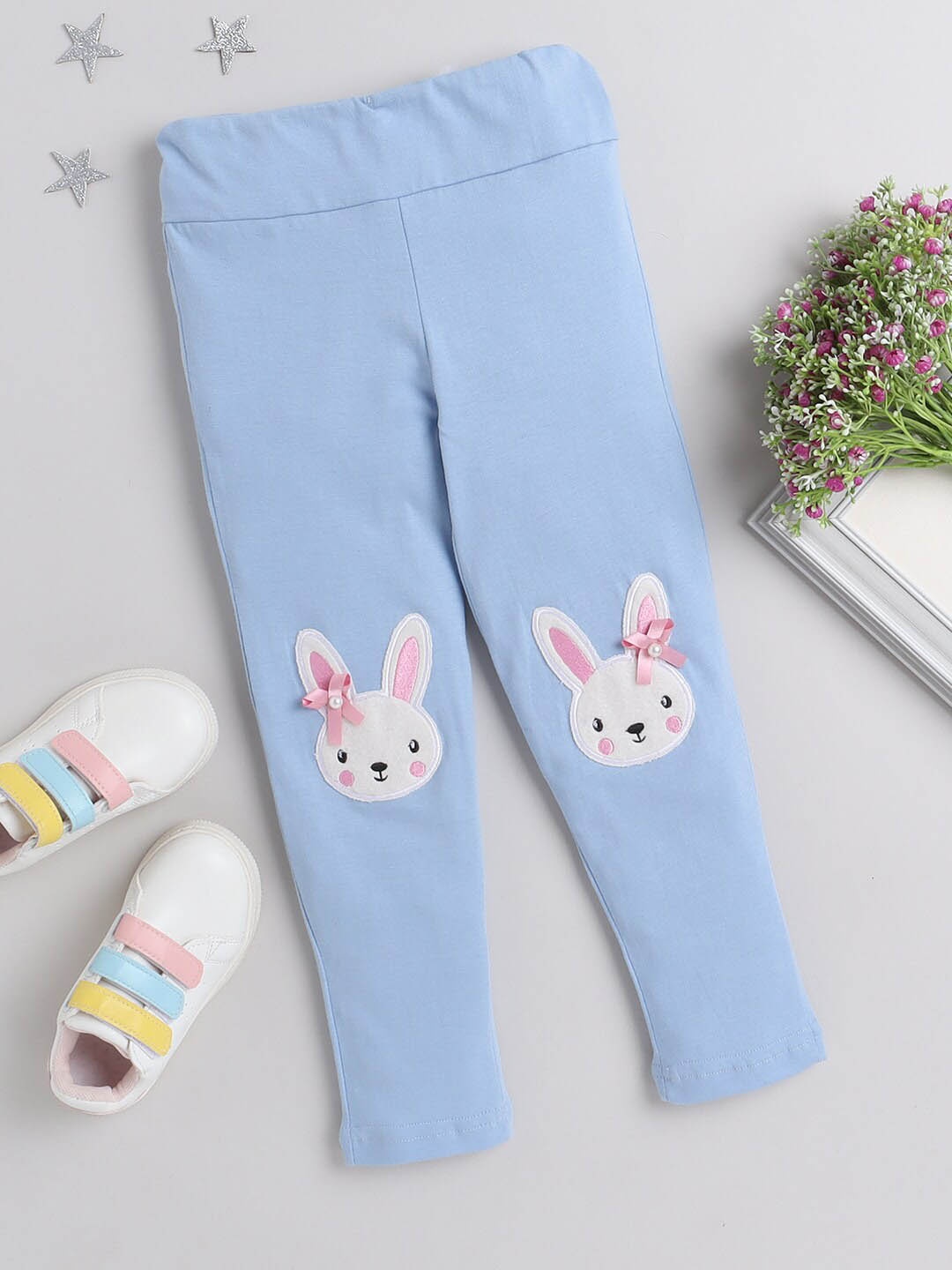 

Nuevo Joy Girls Bunny Applique Detail Cotton Leggings, Blue