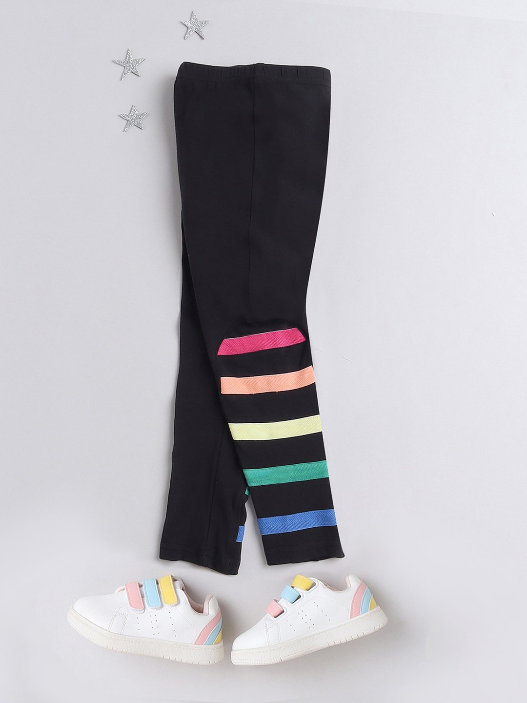 

Nuevo Joy Girls Tape Detailing Stretchable Ankle Length Leggings, Black