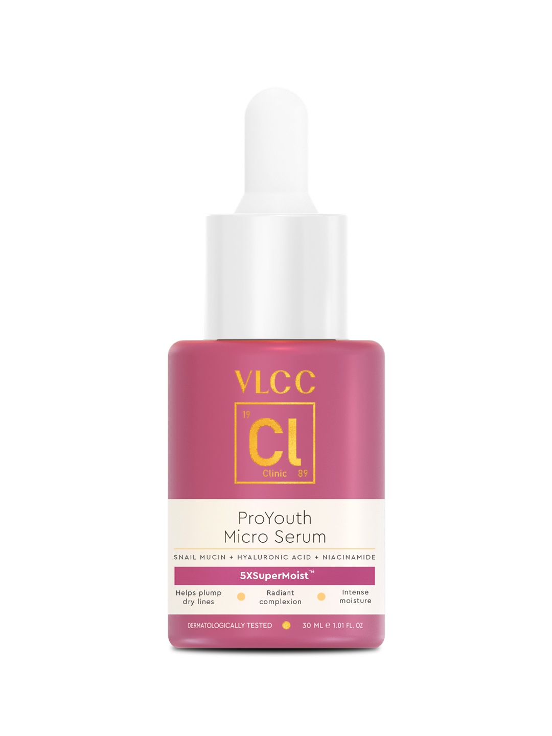 

VLCC Clinic ProYouth Micro Serum Powered by 5XSuperMoist With Snail Mucin - 30 ml, Pink