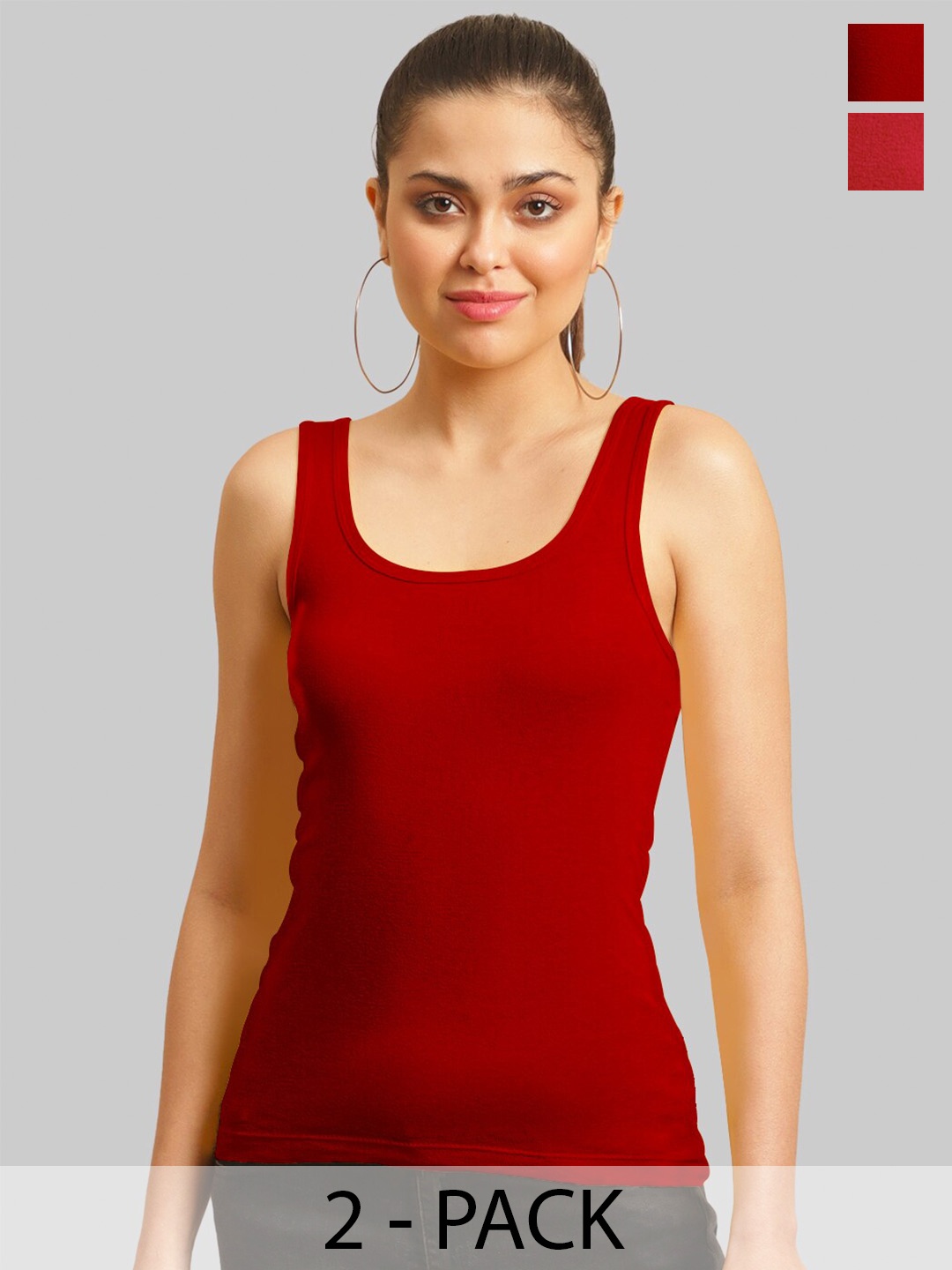 

FBAR Pack of 2 Cotton Tank Top, Red