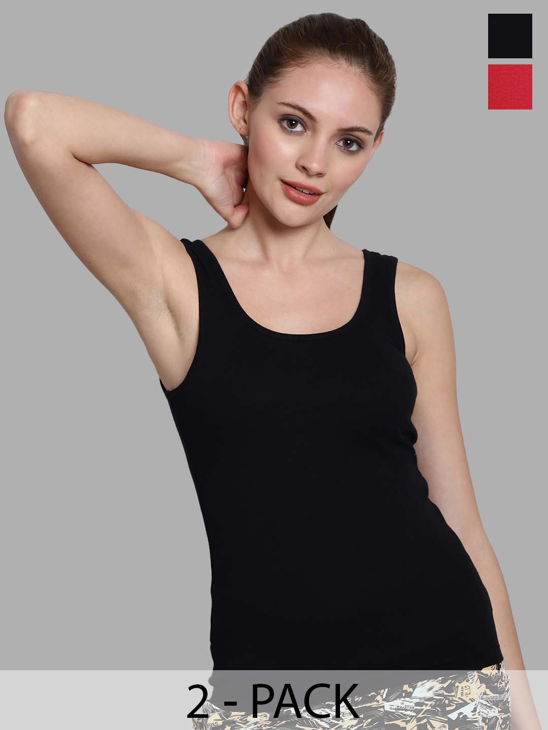 

FBAR Pack of 2 Cotton Tank Top, Black