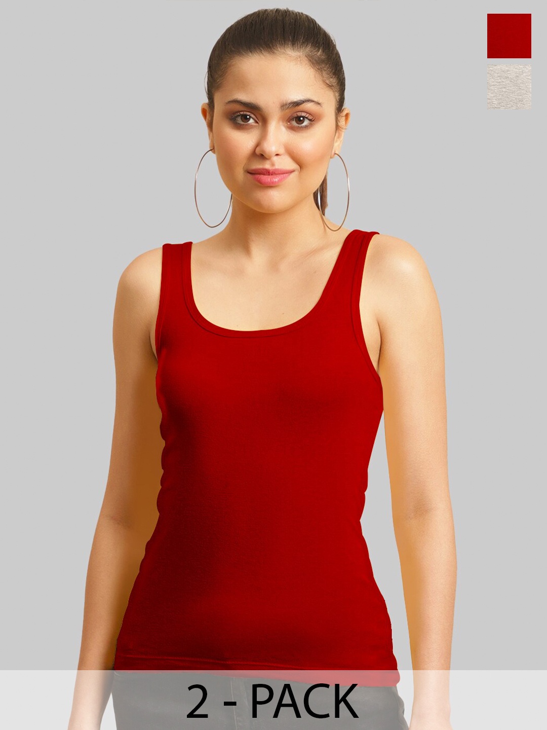 

FBAR Pack Of 2 Cotton Tank Top, Red