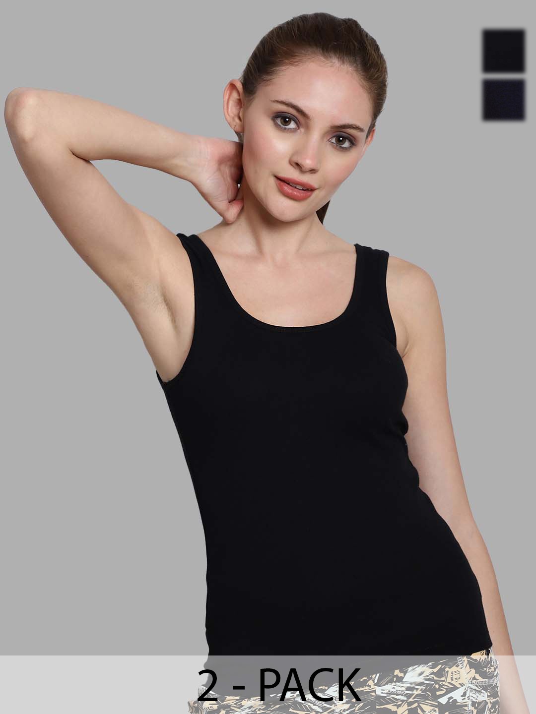 

FBAR Pack of 2 Cotton Tank Top, Black