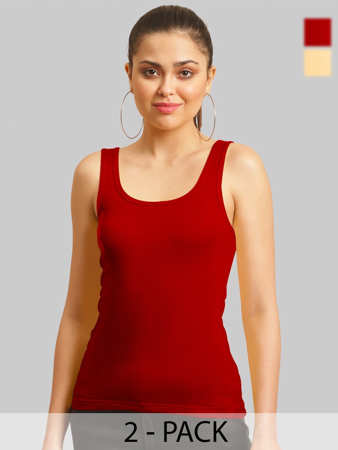 

FBAR Pack of 2 Cotton Tank Top, Red