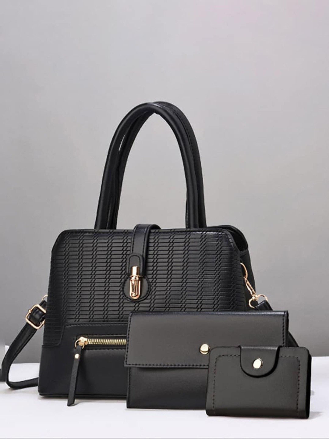 

Styli Set of 3 PU Structured Handheld Bag, Black
