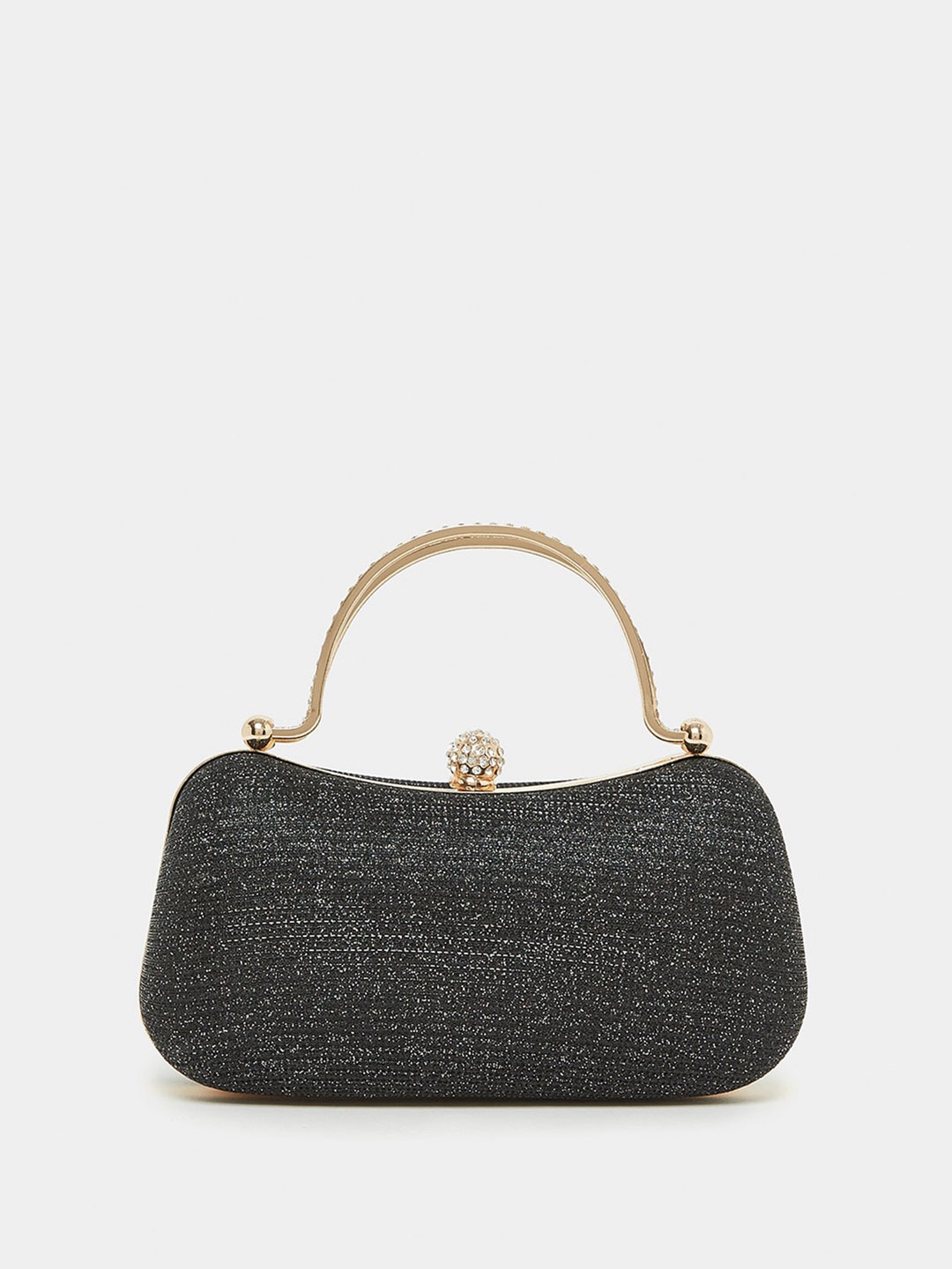 

Styli Embellished Structured Handheld Bag, Black