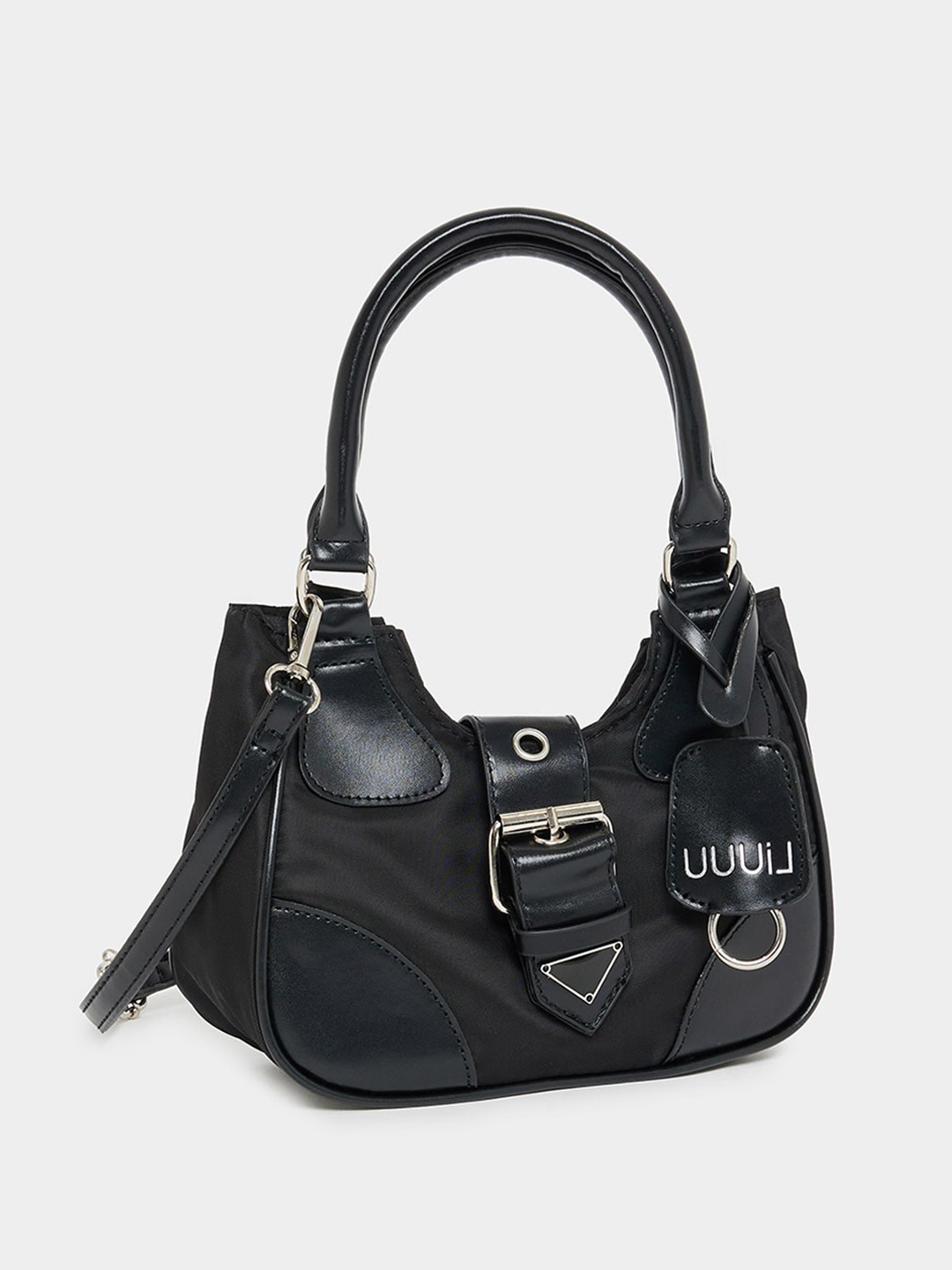 

Styli Women's Black Belt Buckle Closure Shoulder Bag