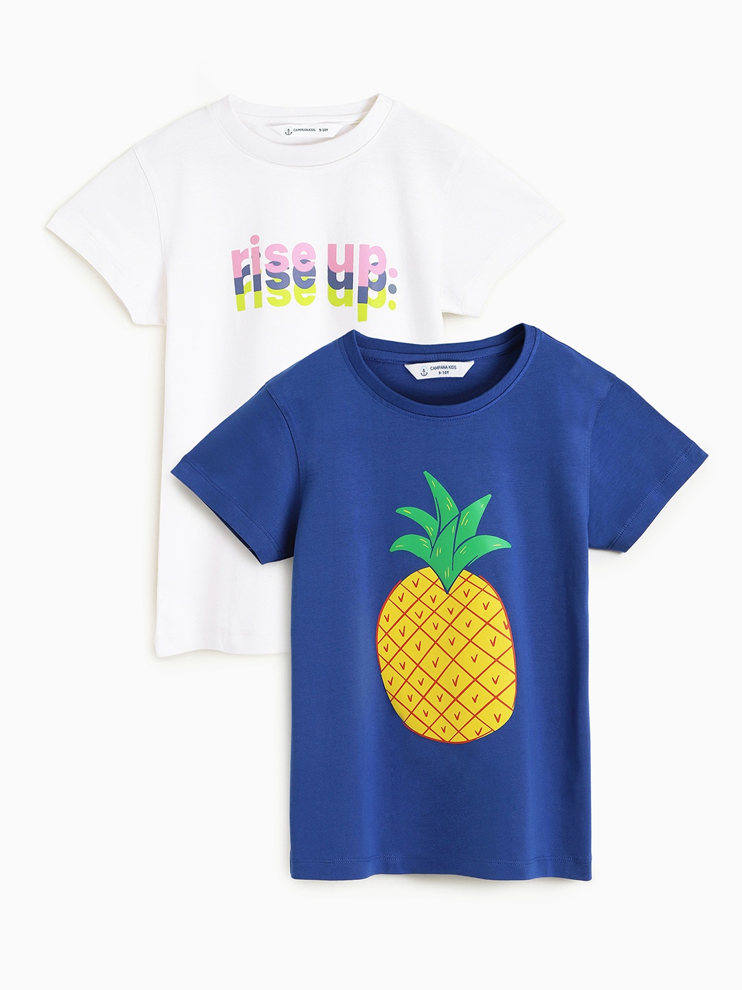 

Campana Girls Pack Of 2 Graphic Printed Pure Cotton T-shirt, White