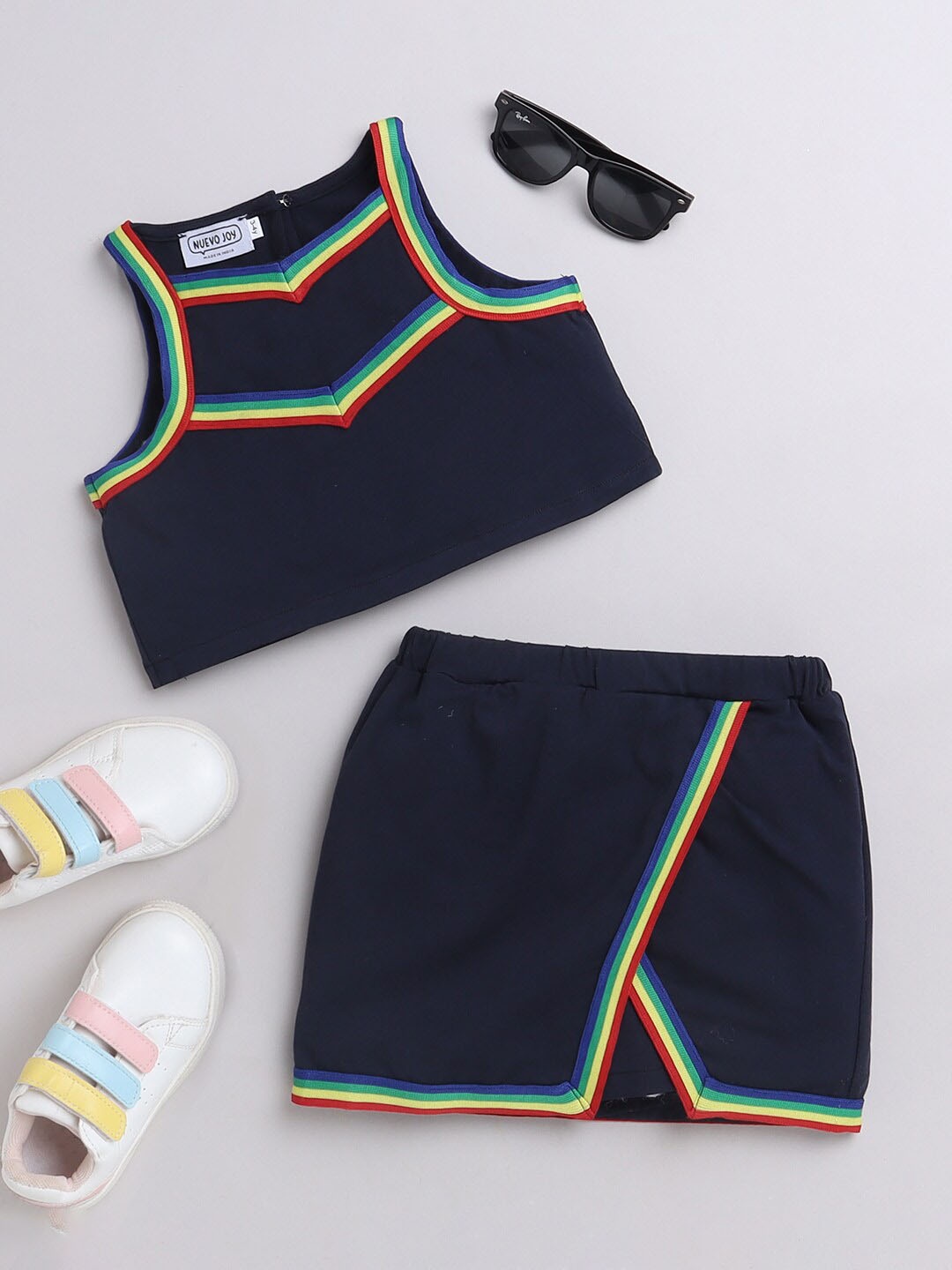 

Nuevo Joy Girls Striped Top with Skort, Navy blue