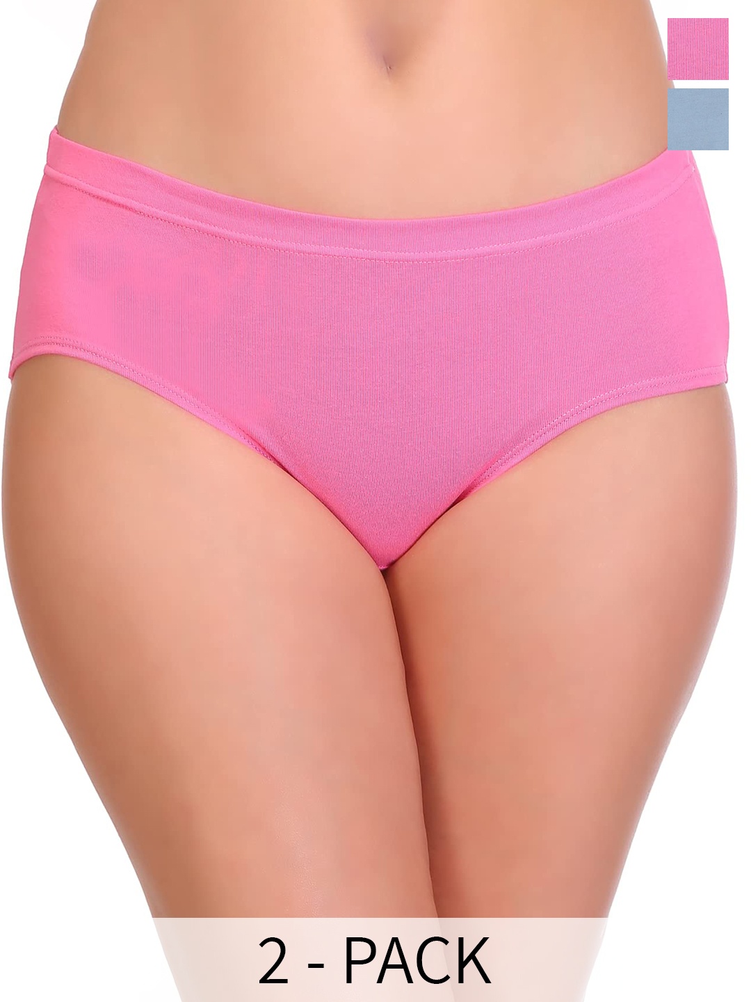 

ACCEZORY Pack Of 2 Mid-Rise Cotton Hipster Briefs, Pink